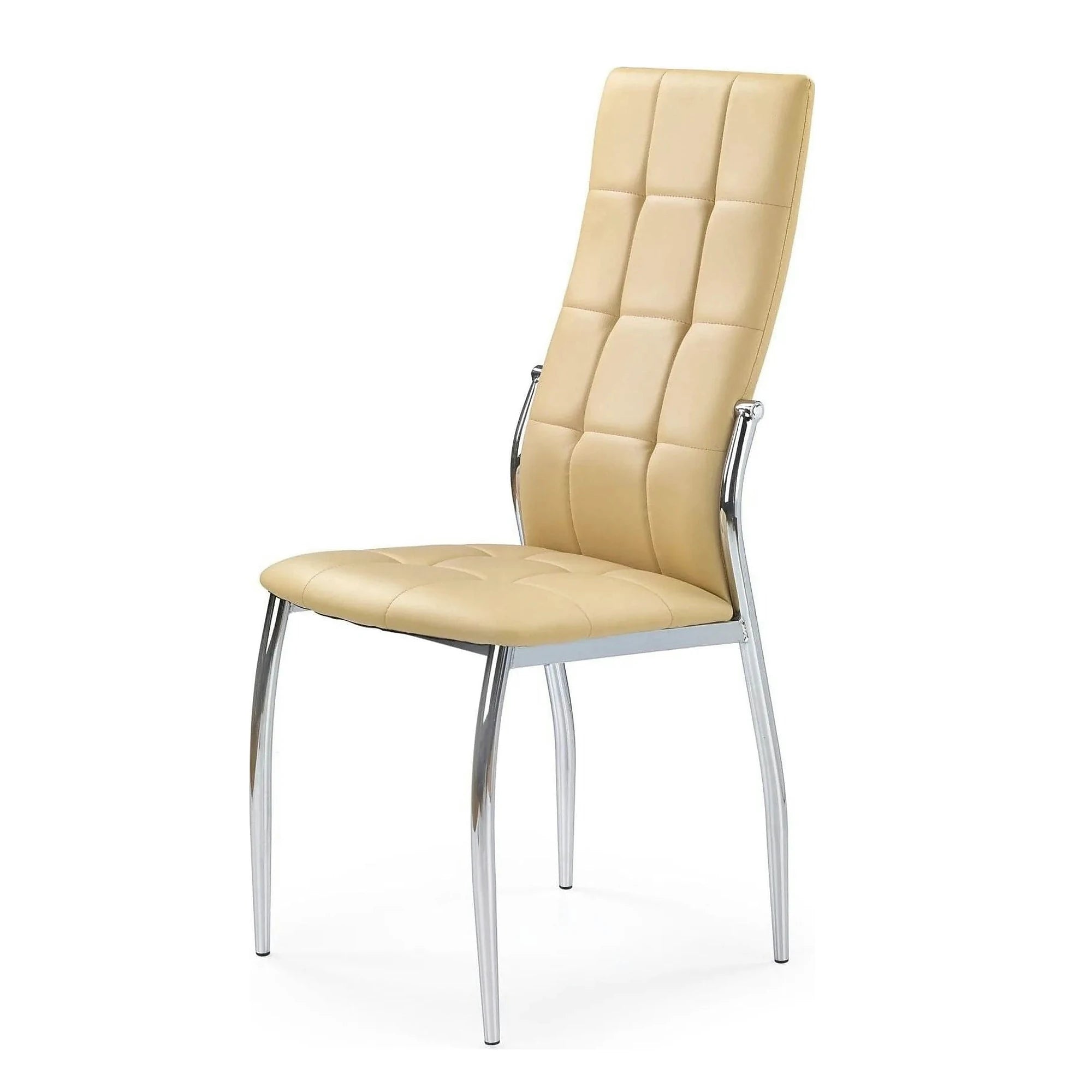 Scaun tapitat K209, bej/crom, piele ecologica/metl, 43x54x101x47 cm