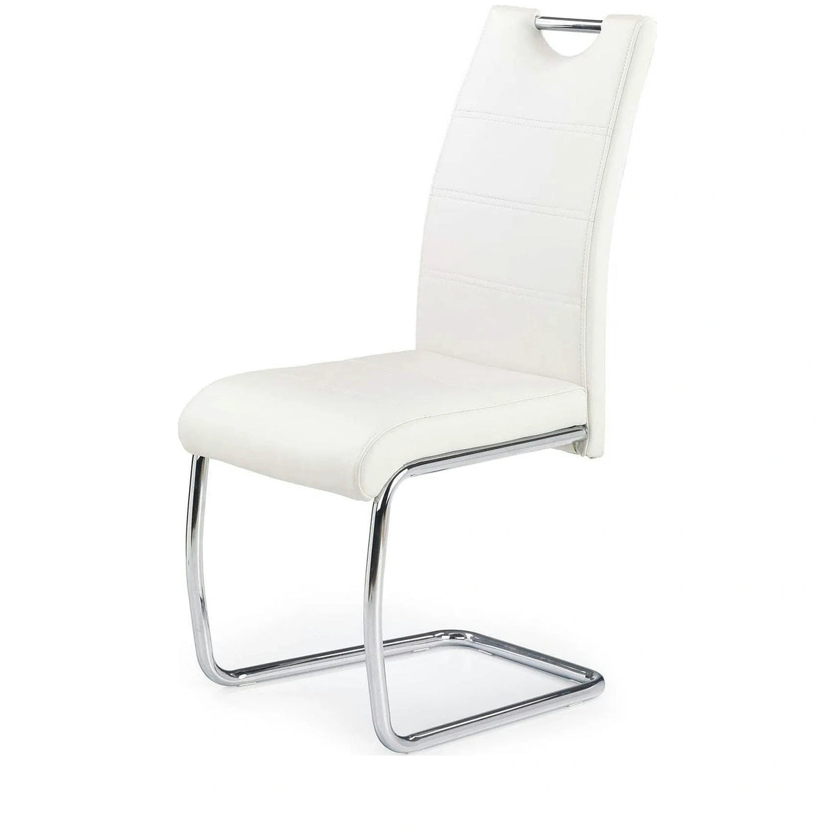 Scaun tapitat K211, alb/crom, piele ecologica/metal, 42x60x97 cm