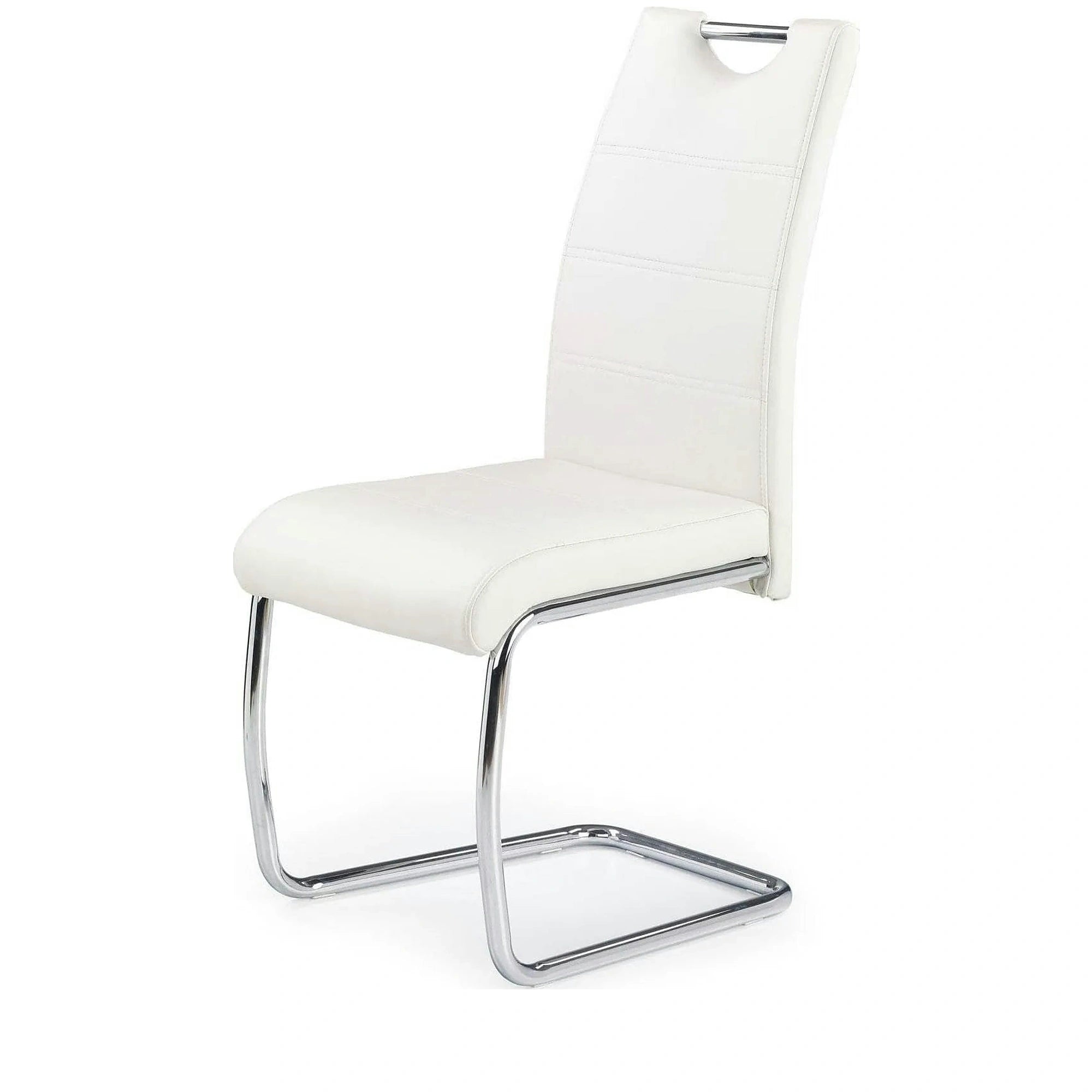 Scaun tapitat K211, alb/crom, piele ecologica/metal, 42x60x97 cm