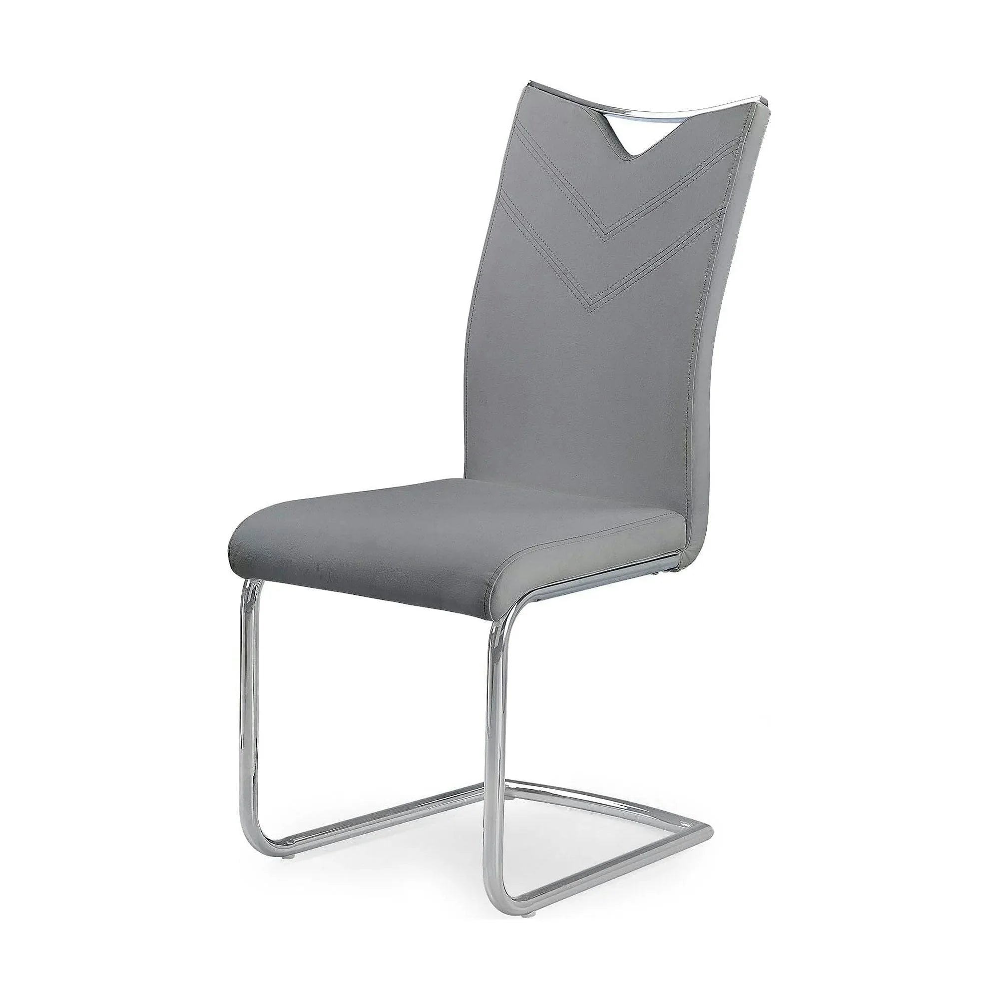 Scaun tapitat K224, gri/crom, piele ecologica/metal, 44X59X100 CM