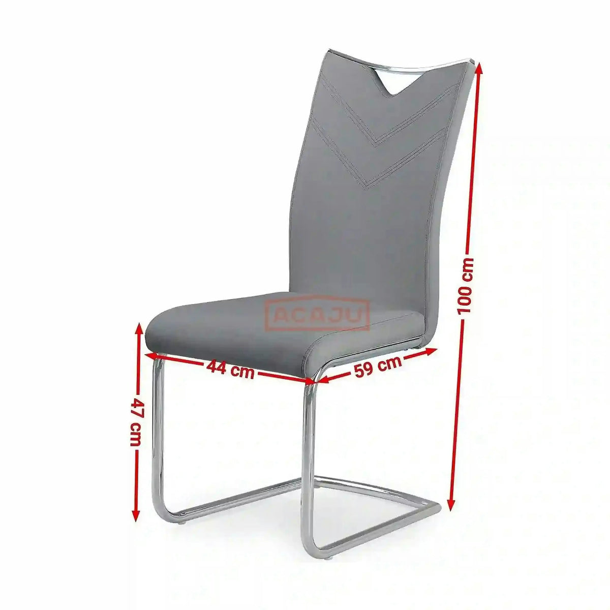 Scaun tapitat K224, gri/crom, piele ecologica/metal, 44X59X100 CM