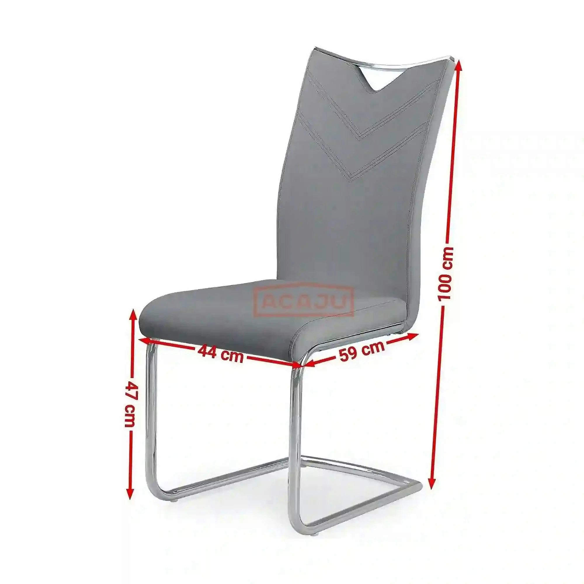 Scaun tapitat K224, gri/crom, piele ecologica/metal, 44X59X100 CM