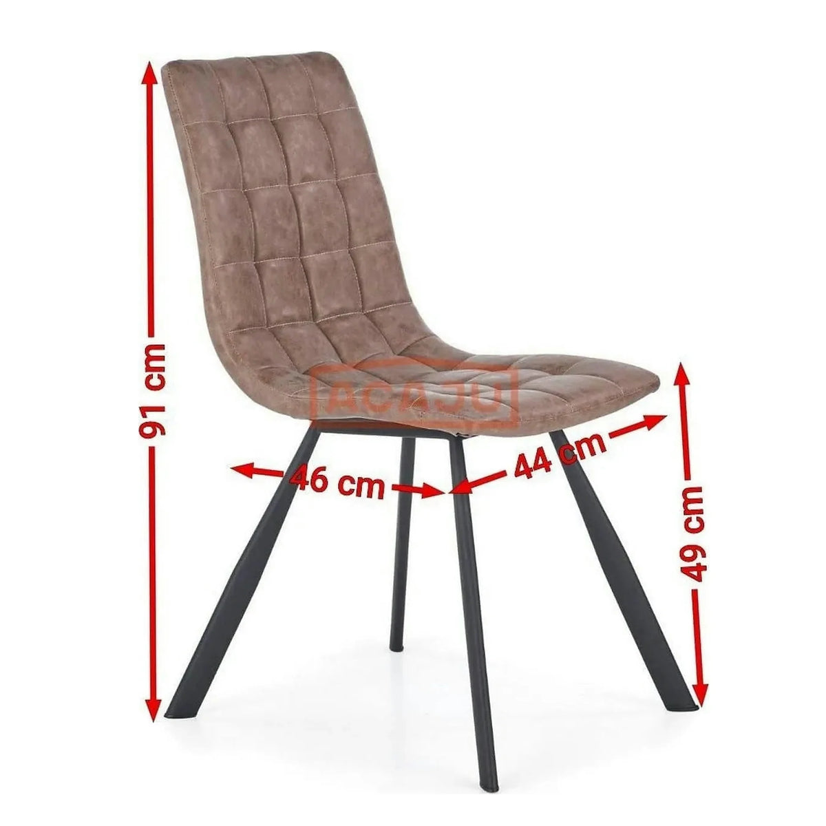 Scaun tapitat K280, maro/negru, piele ecologica/metal, 44x46x91 cm