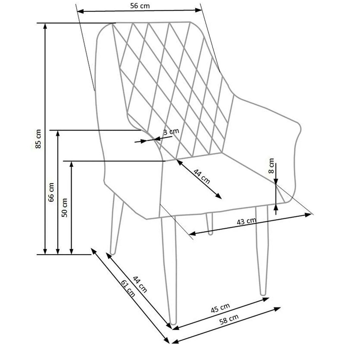 Scaun tapitat K287, bej/stejar, 58x61x85 cm