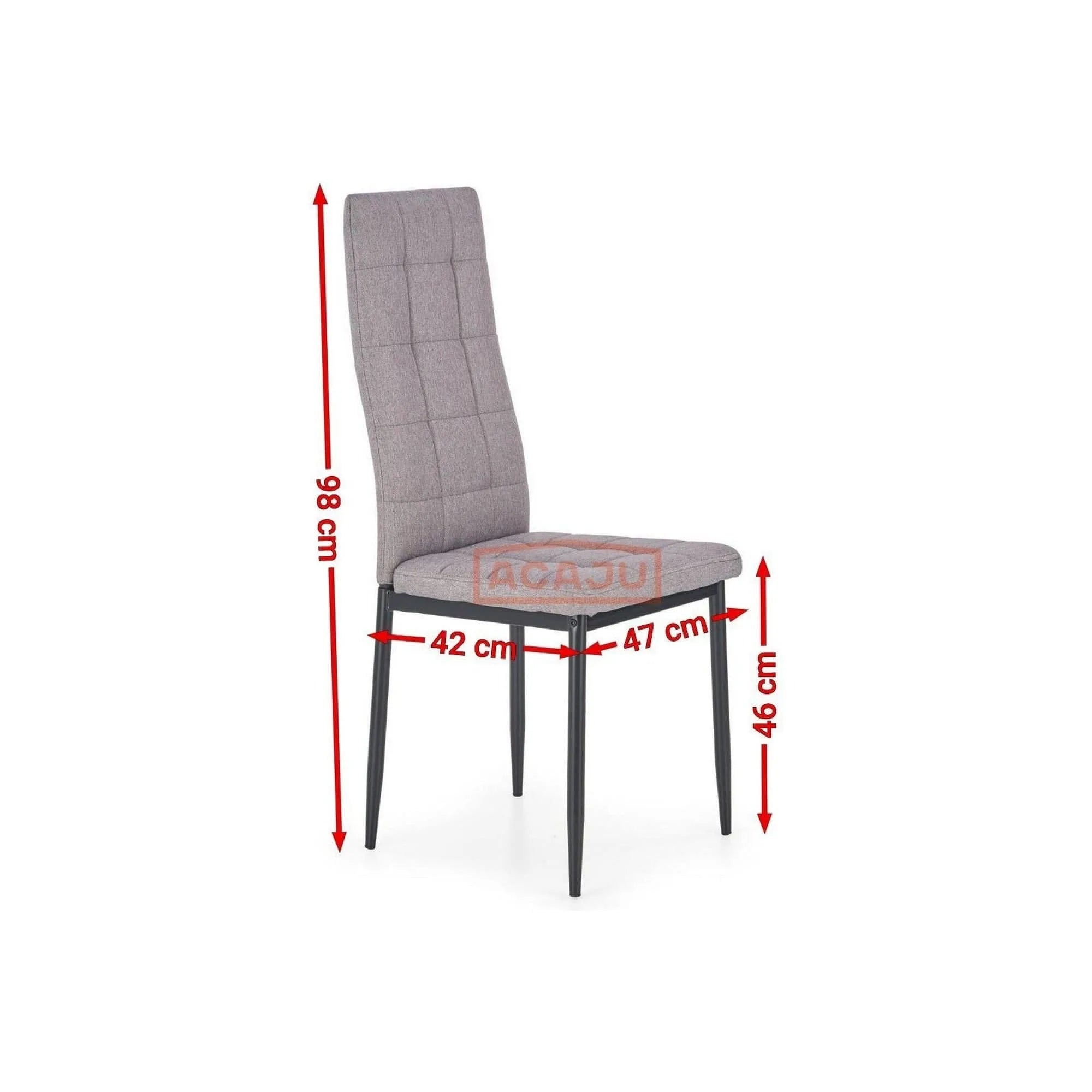 Scaun tapitat K292, gri/negru, stofa clasica/metal, 42X47X98 CM