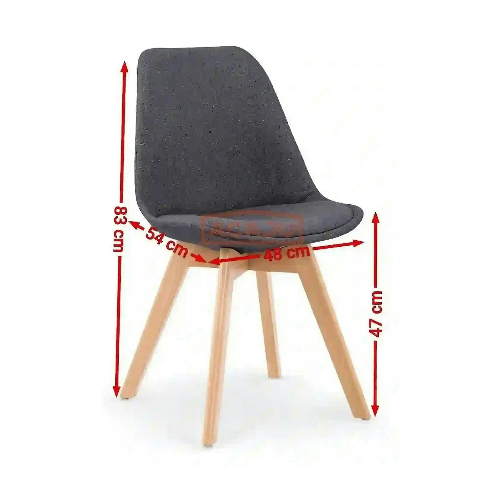 Scaun tapitat K303, gri inchis/negru, stofa/lemn, 48X54X83 CM