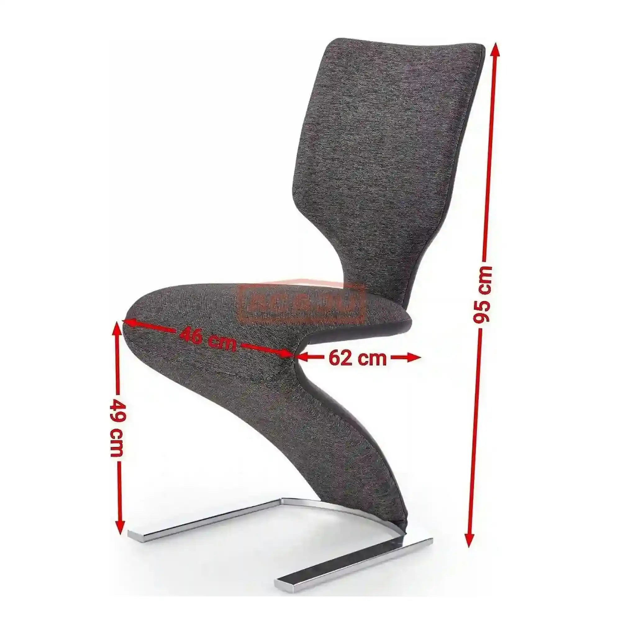 Scaun tapitat K307, gri inchis/argintiu, stofa clasica/metal, 46X62X95 CM