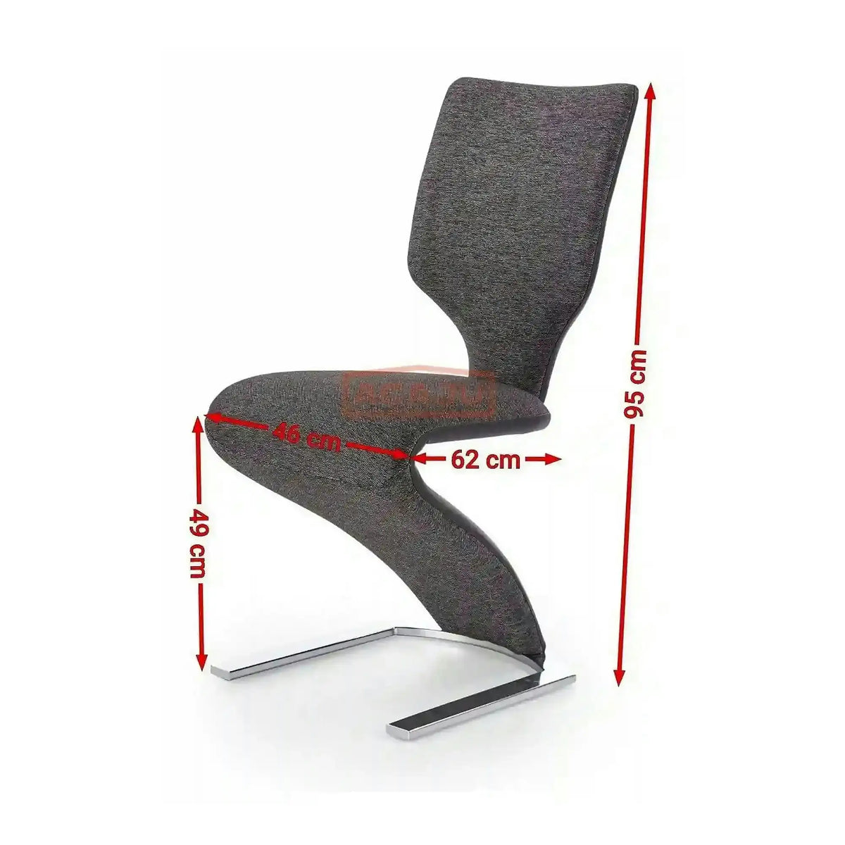 Scaun tapitat K307, gri inchis/argintiu, stofa clasica/metal, 46X62X95 CM