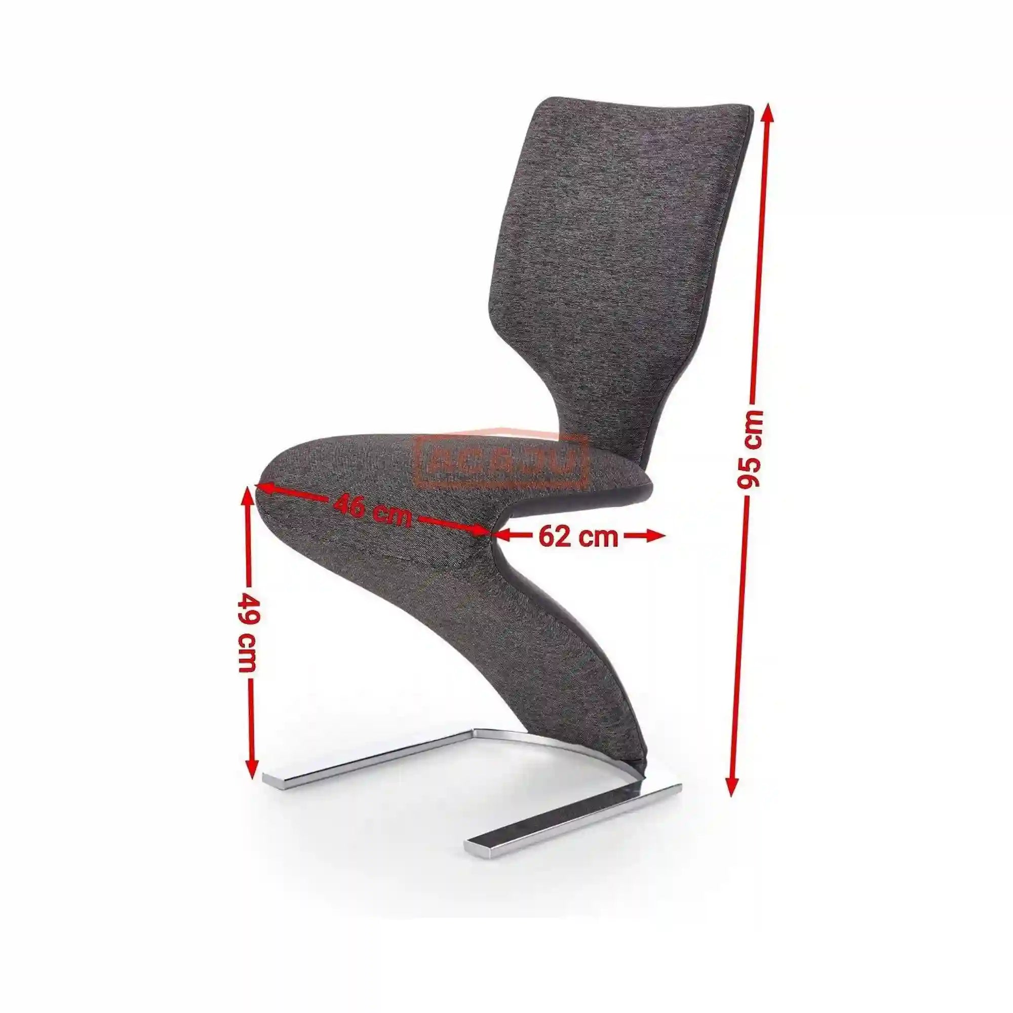 Scaun tapitat K307, gri inchis/argintiu, stofa clasica/metal, 46X62X95 CM