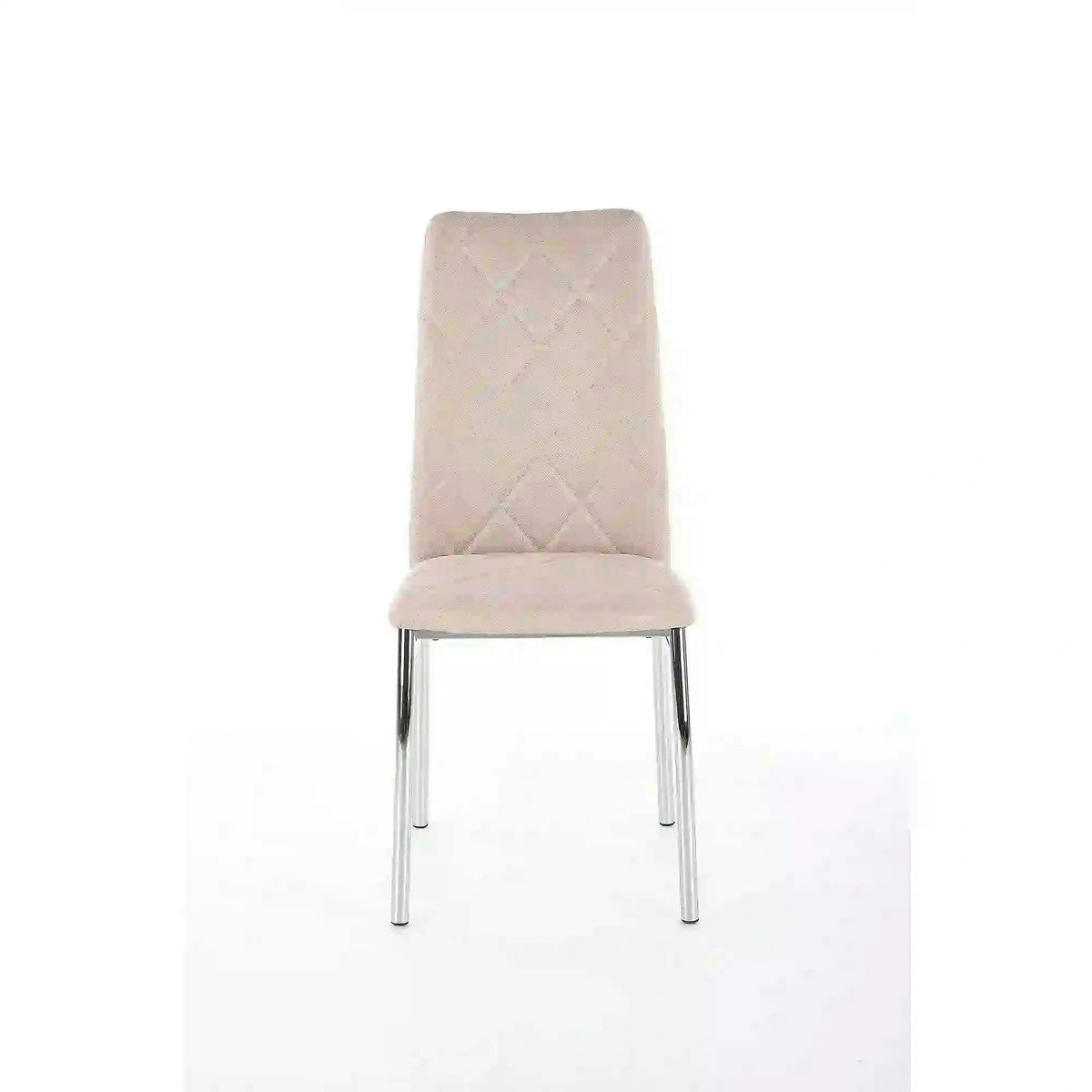 Scaun tapitat K309, bej deschis/crom, stofa clasica/metal, 43X57X97 CM
