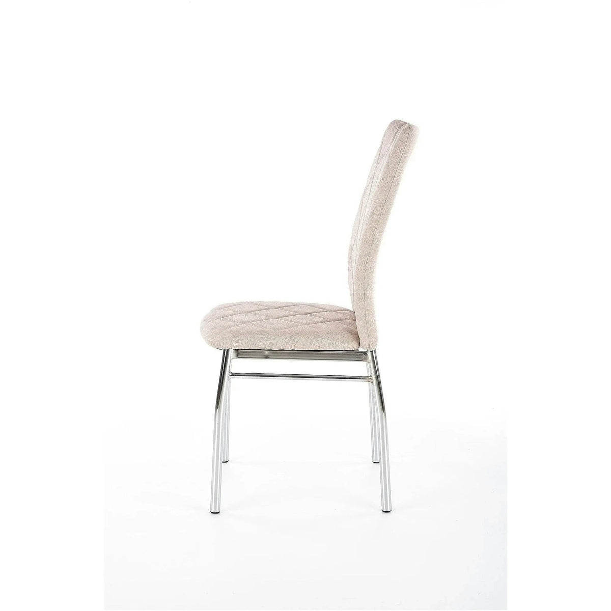 Scaun tapitat K309, bej deschis/crom, stofa clasica/metal, 43X57X97 CM