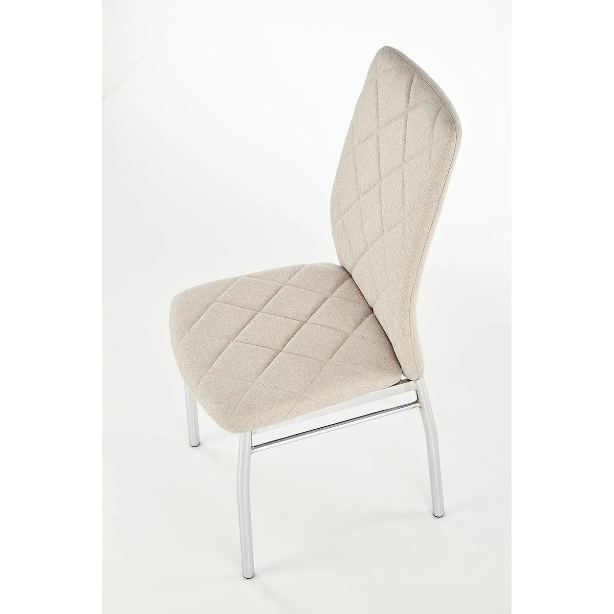Scaun tapitat K309, bej deschis/crom, stofa clasica/metal, 43X57X97 CM