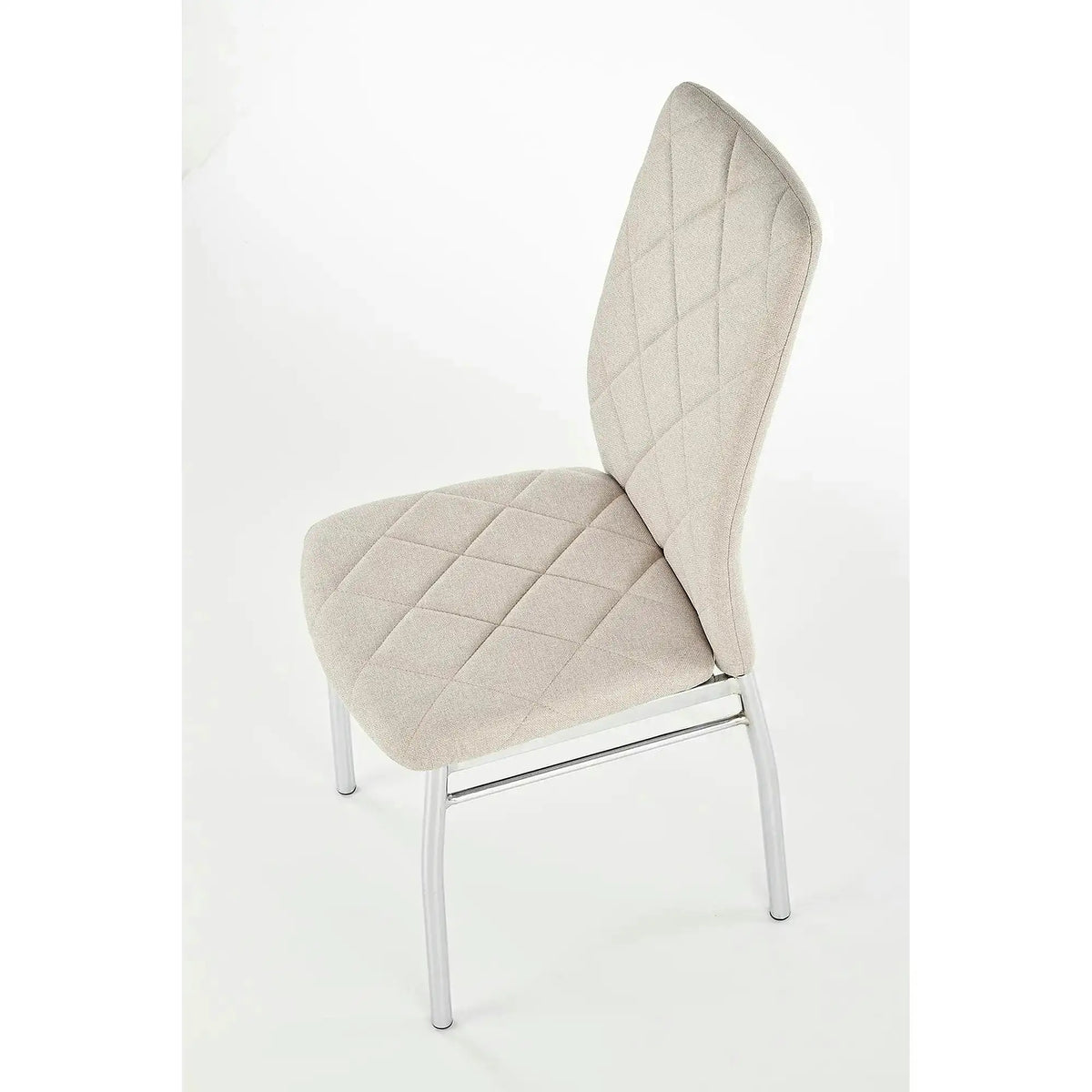 Scaun tapitat K309, bej deschis/crom, stofa clasica/metal, 43X57X97 CM
