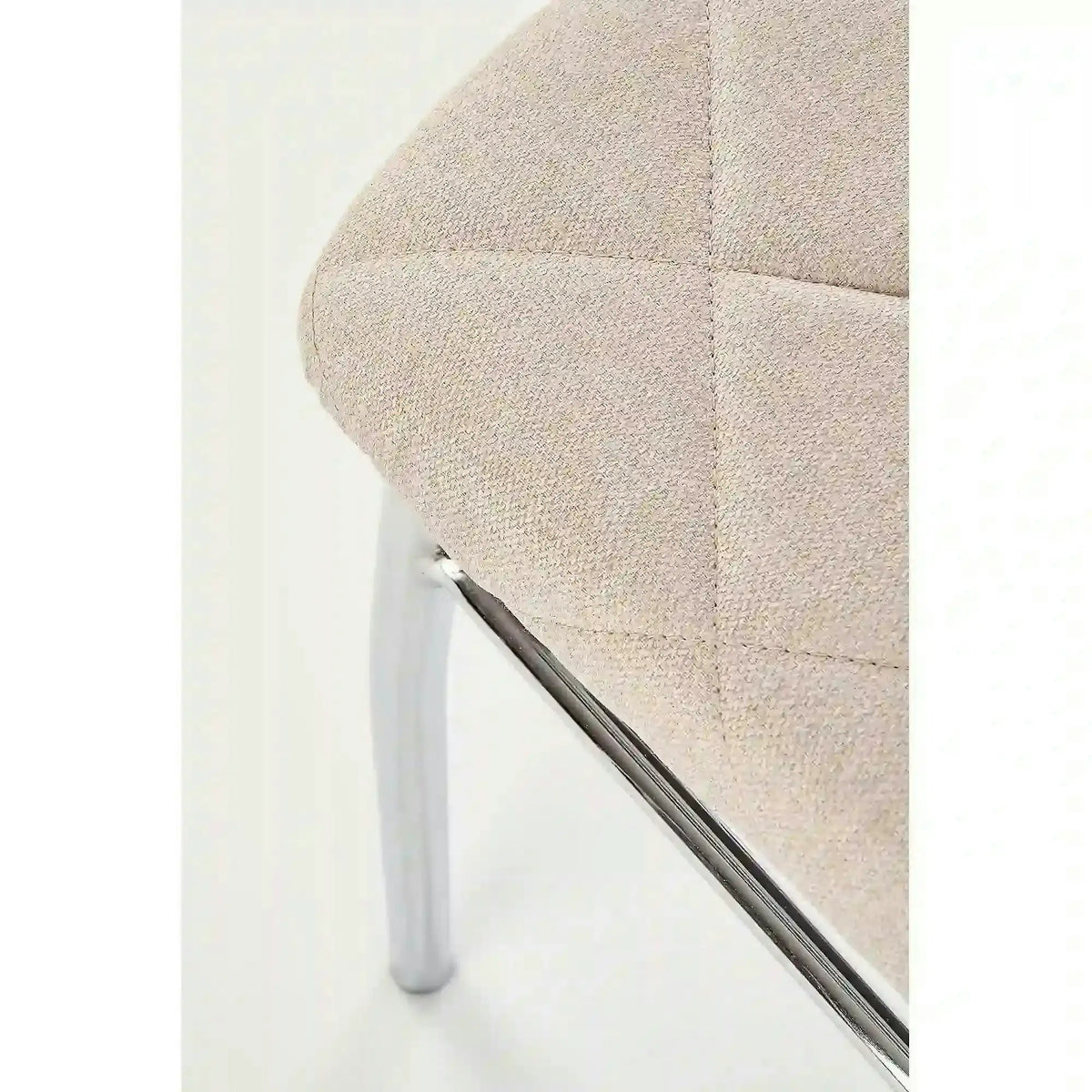 Scaun tapitat K309, bej deschis/crom, stofa clasica/metal, 43X57X97 CM