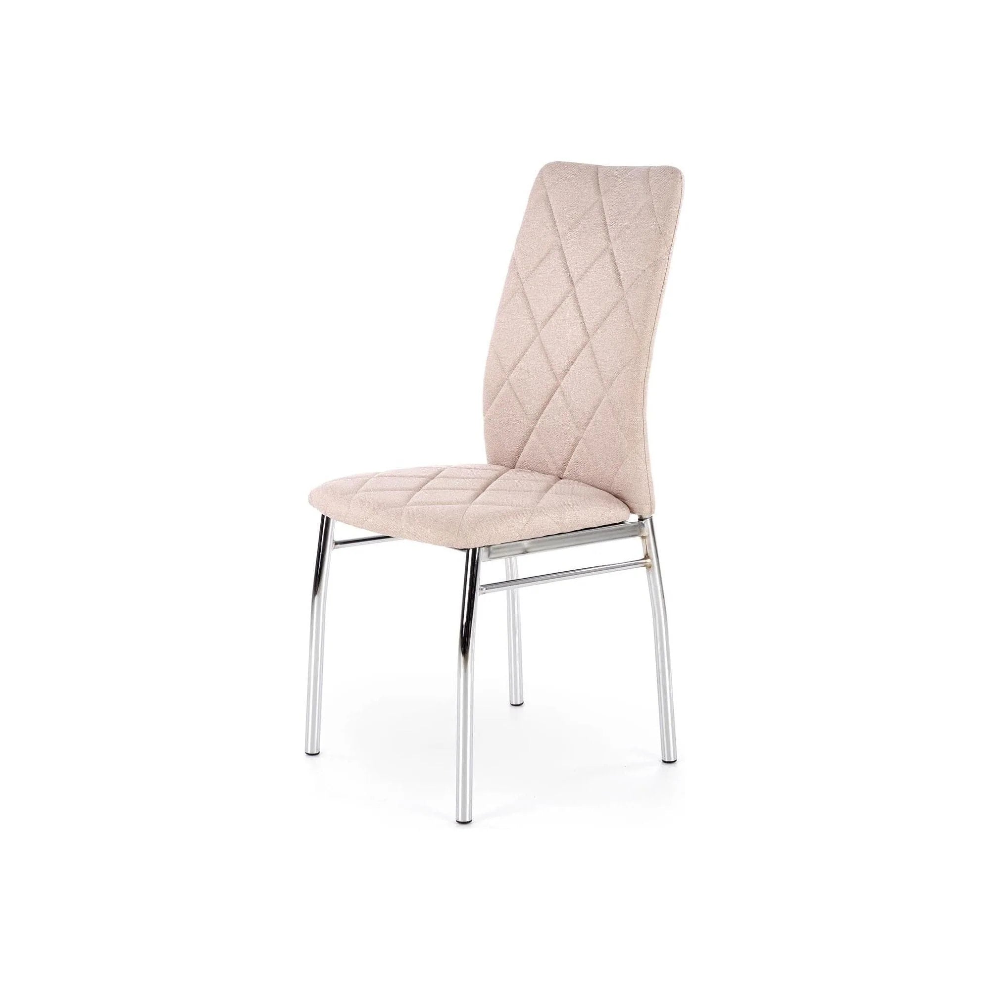 Scaun tapitat K309, bej deschis/crom, stofa clasica/metal, 43X57X97 CM