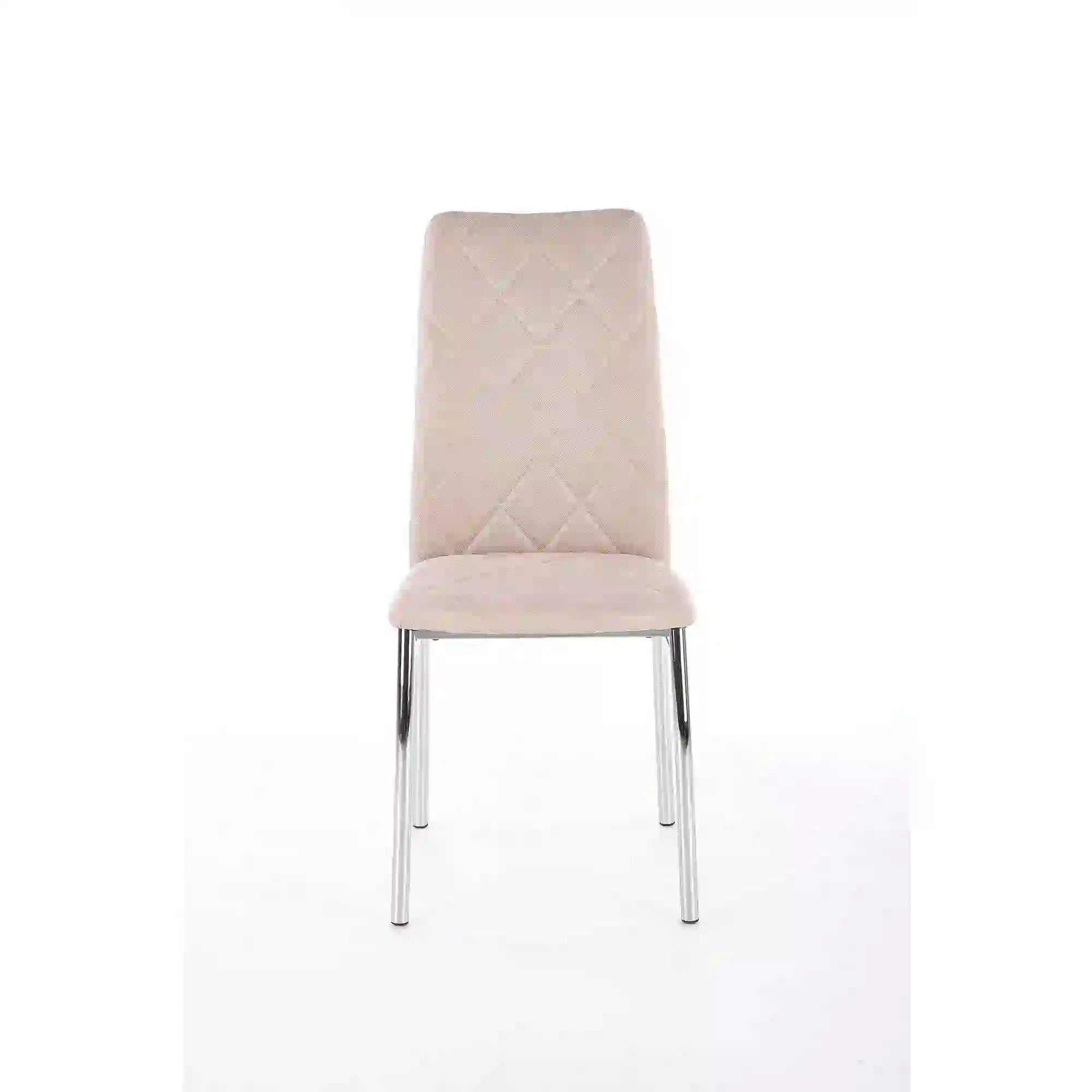 Scaun tapitat K309, bej deschis/crom, stofa clasica/metal, 43X57X97 CM