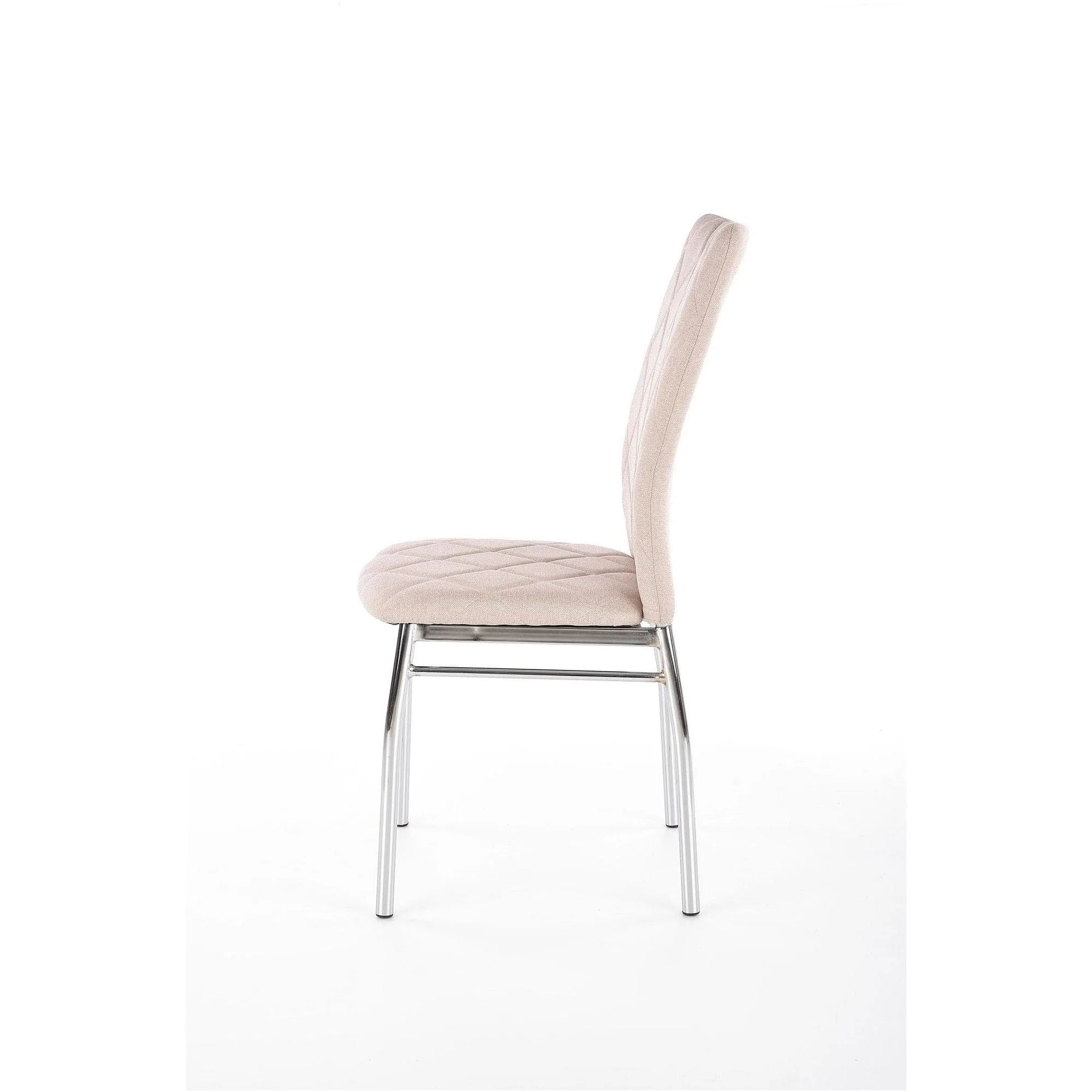 Scaun tapitat K309, bej deschis/crom, stofa clasica/metal, 43X57X97 CM