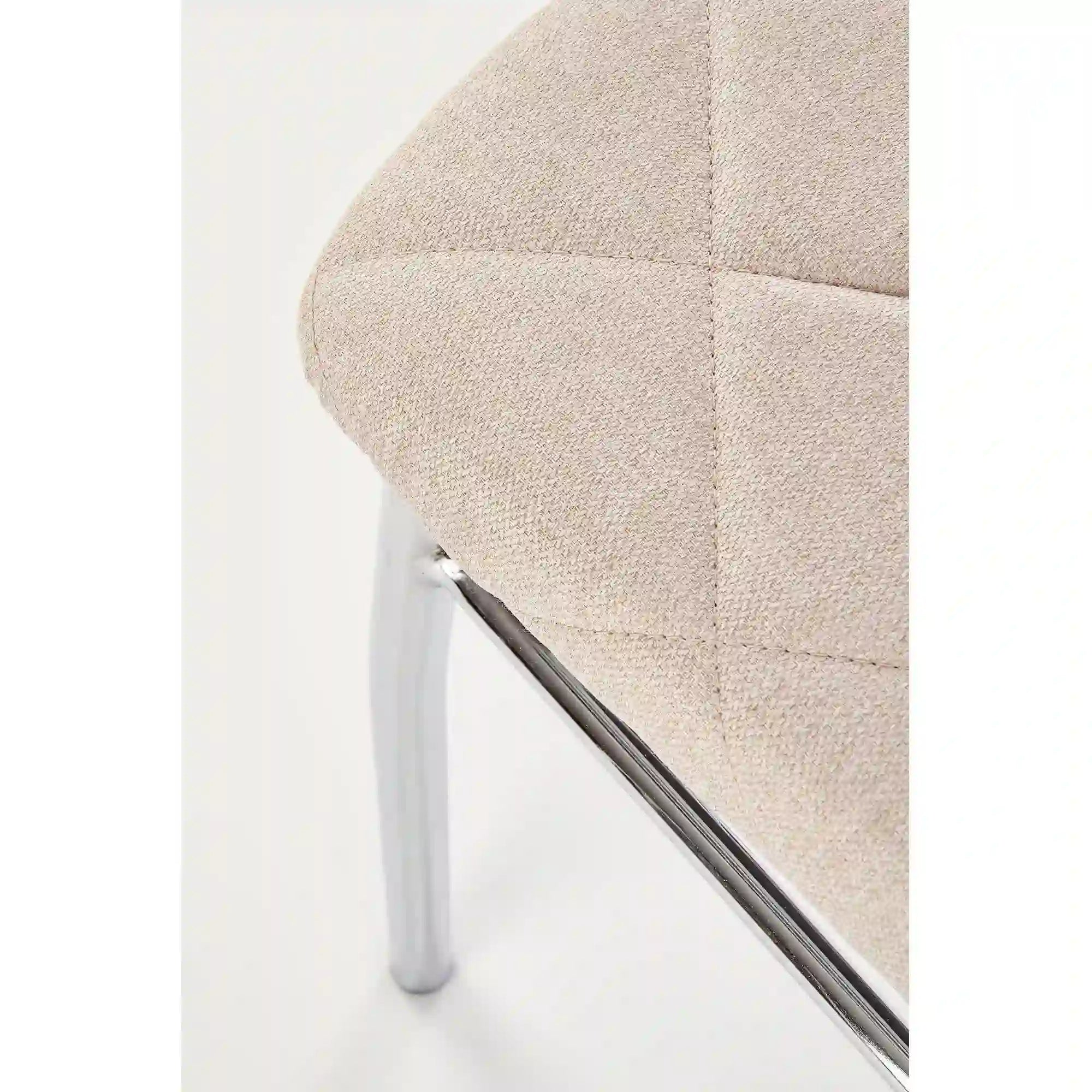 Scaun tapitat K309, bej deschis/crom, stofa clasica/metal, 43X57X97 CM