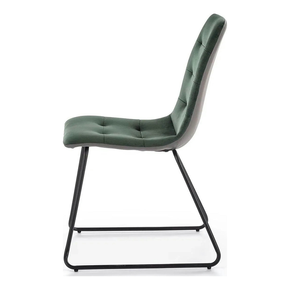 Scaun tapitat K321, verde/negru, stofa catifelata/metal, 45X55X84 cm