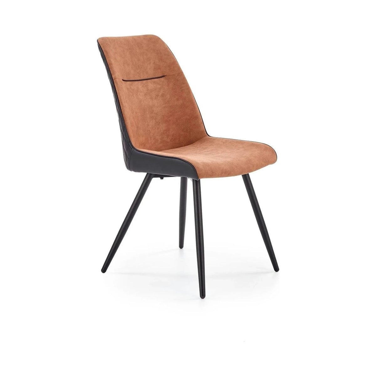 Scaun tapitat K323, maro/negru, piele ecologica/metal, 45x59x88 cm