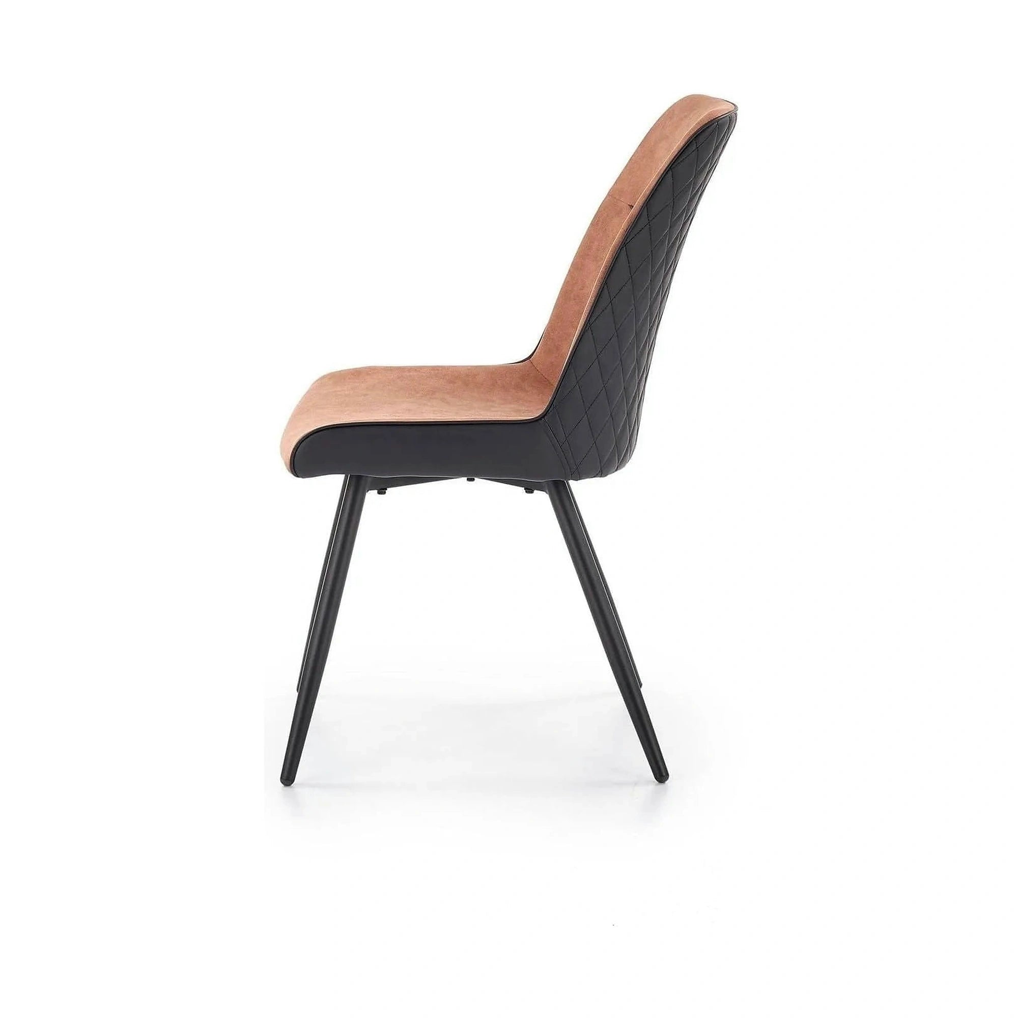 Scaun tapitat K323, maro/negru, piele ecologica/metal, 45x59x88 cm