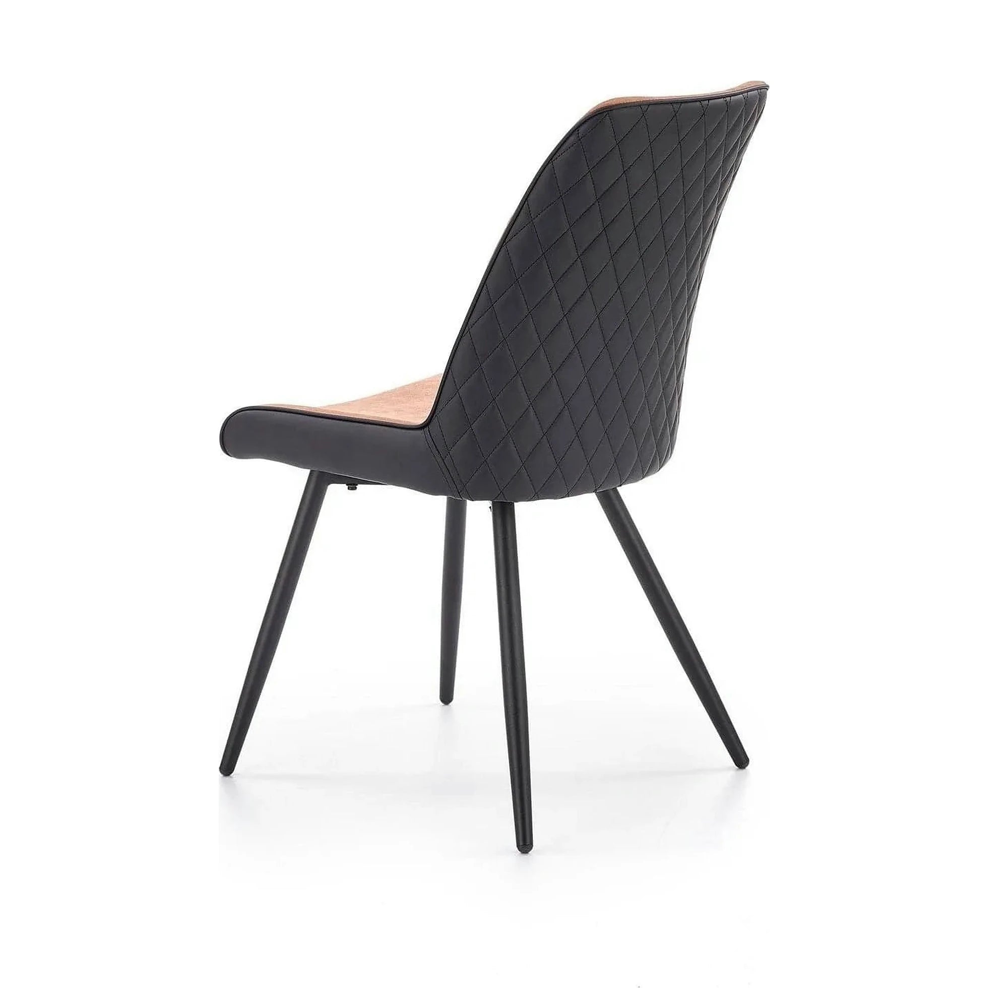 Scaun tapitat K323, maro/negru, piele ecologica/metal, 45x59x88 cm