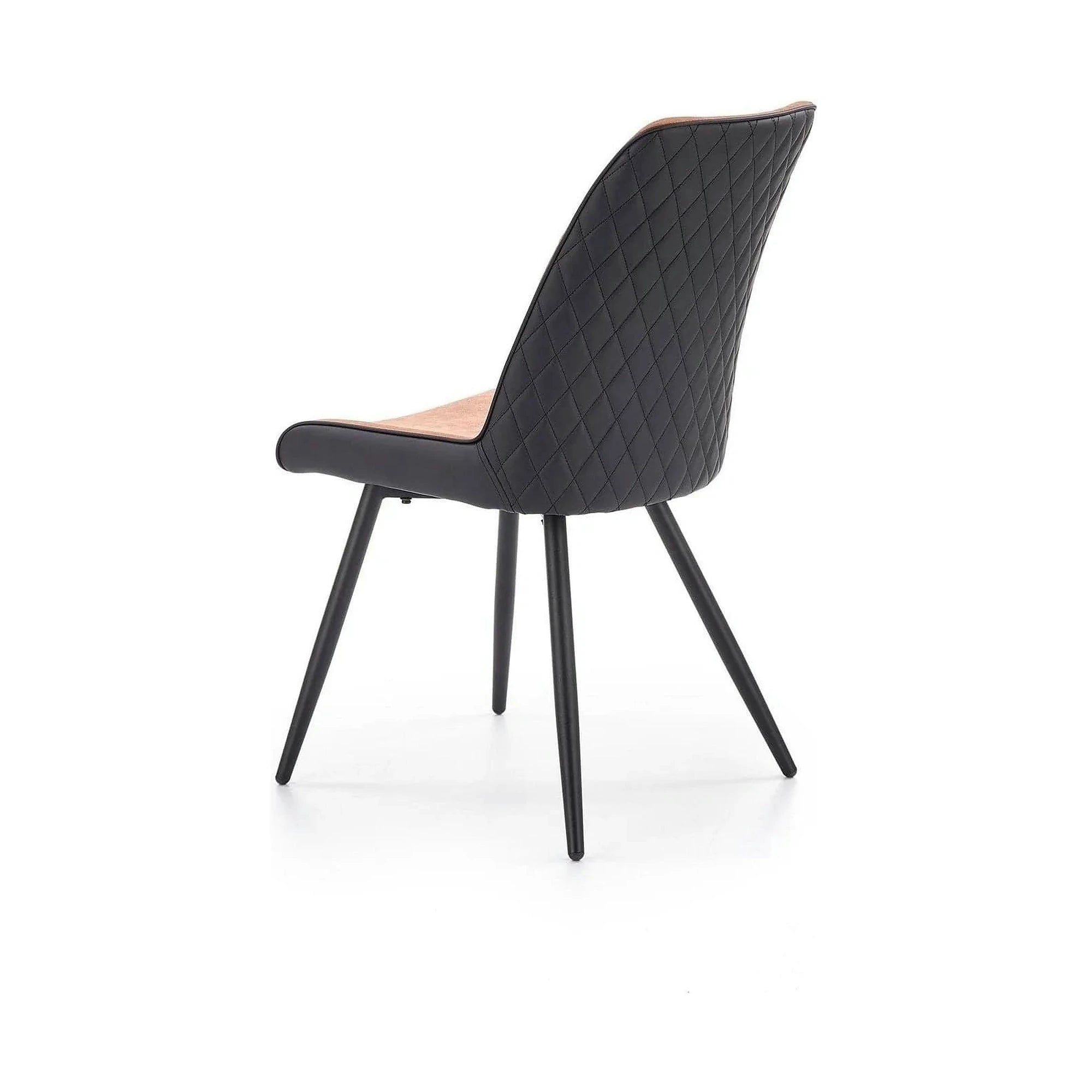 Scaun tapitat K323, maro/negru, piele ecologica/metal, 45x59x88 cm