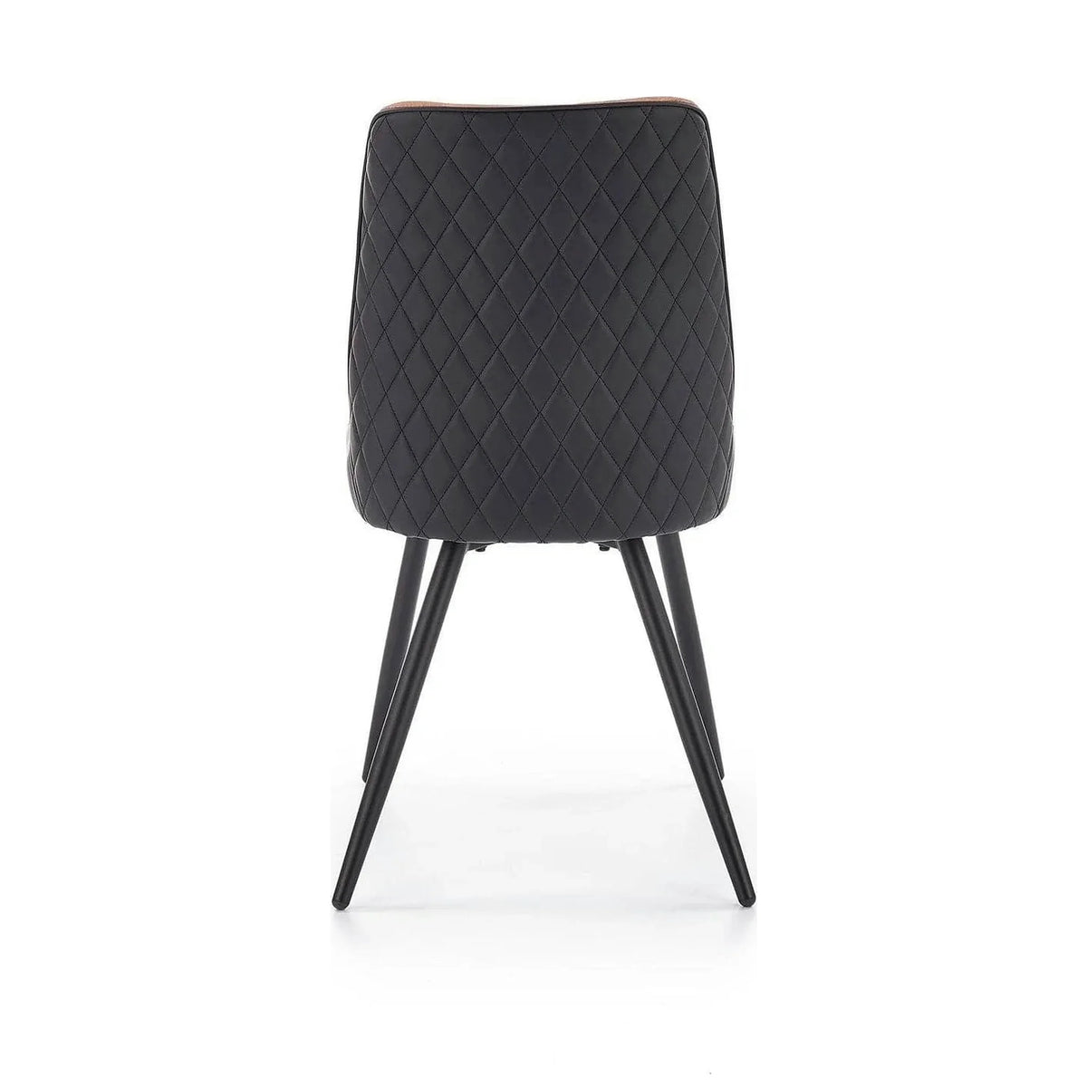 Scaun tapitat K323, maro/negru, piele ecologica/metal, 45x59x88 cm