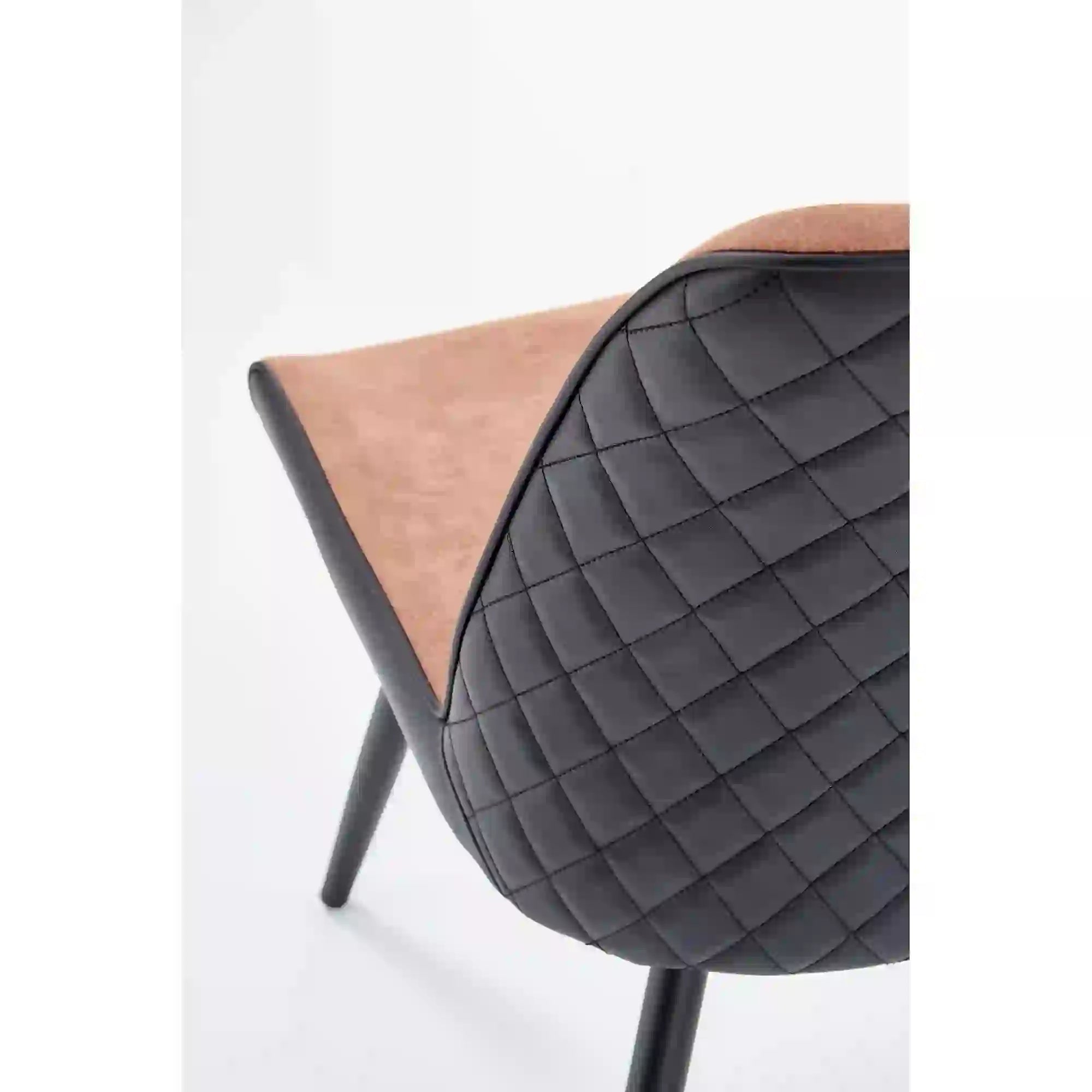 Scaun tapitat K323, maro/negru, piele ecologica/metal, 45x59x88 cm