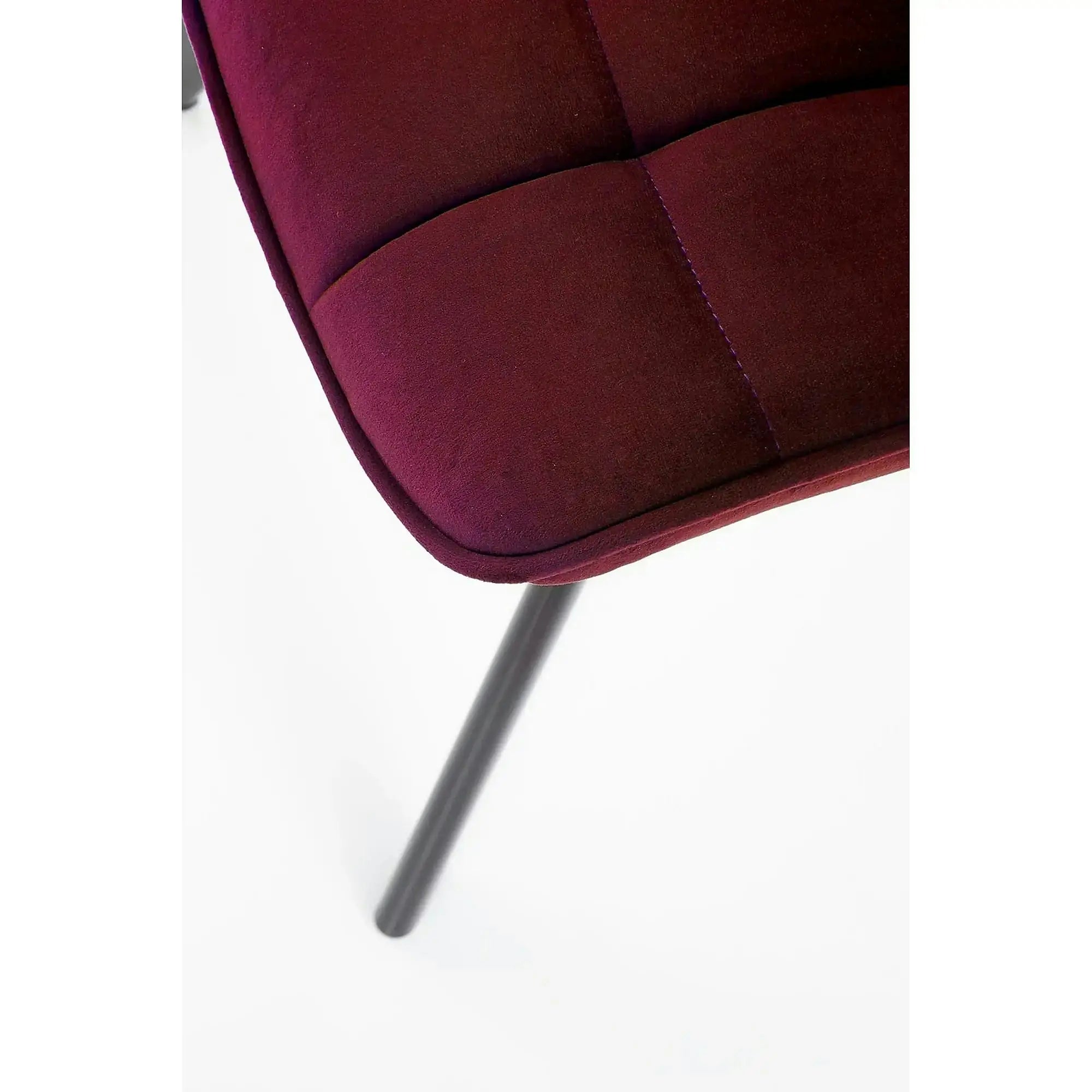Scaun tapitat K332, visiniu/negru, stofa catifelata/metal, 46X61X84 cm