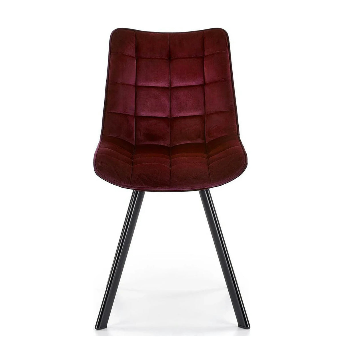 Scaun tapitat K332, visiniu/negru, stofa catifelata/metal, 46X61X84 cm