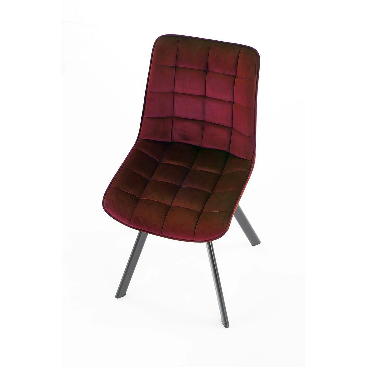 Scaun tapitat K332, visiniu/negru, stofa catifelata/metal, 46X61X84 cm