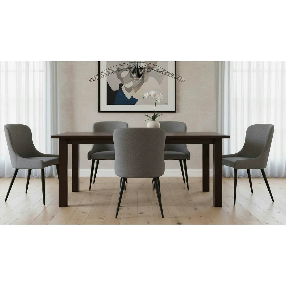 Scaun tapitat K333, gri/negru, stofa clasica/piele ecologica, 49X62X87 CM