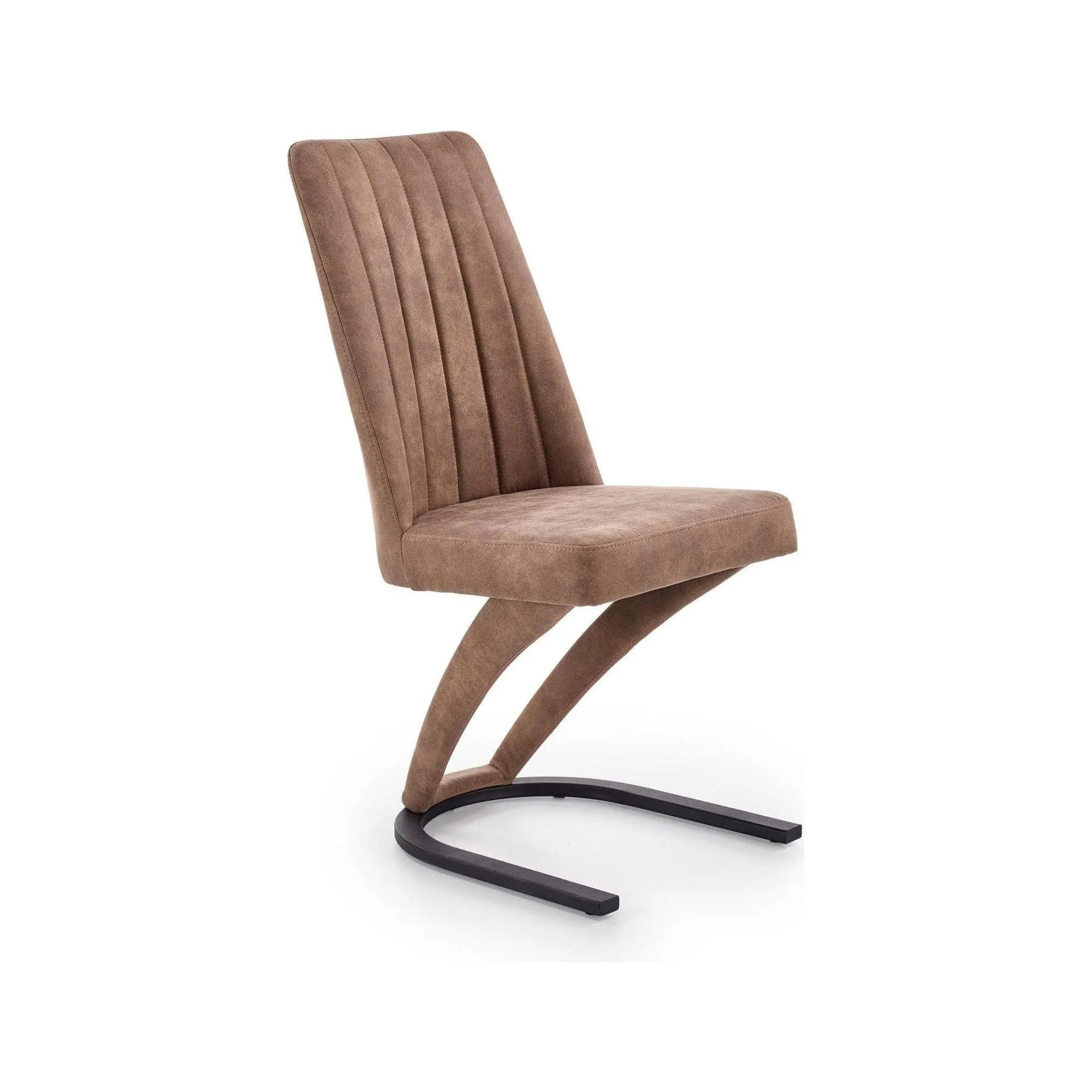 Scaun tapitat K338, maro/negru, piele ecologica/metal, 46X61X98 CM