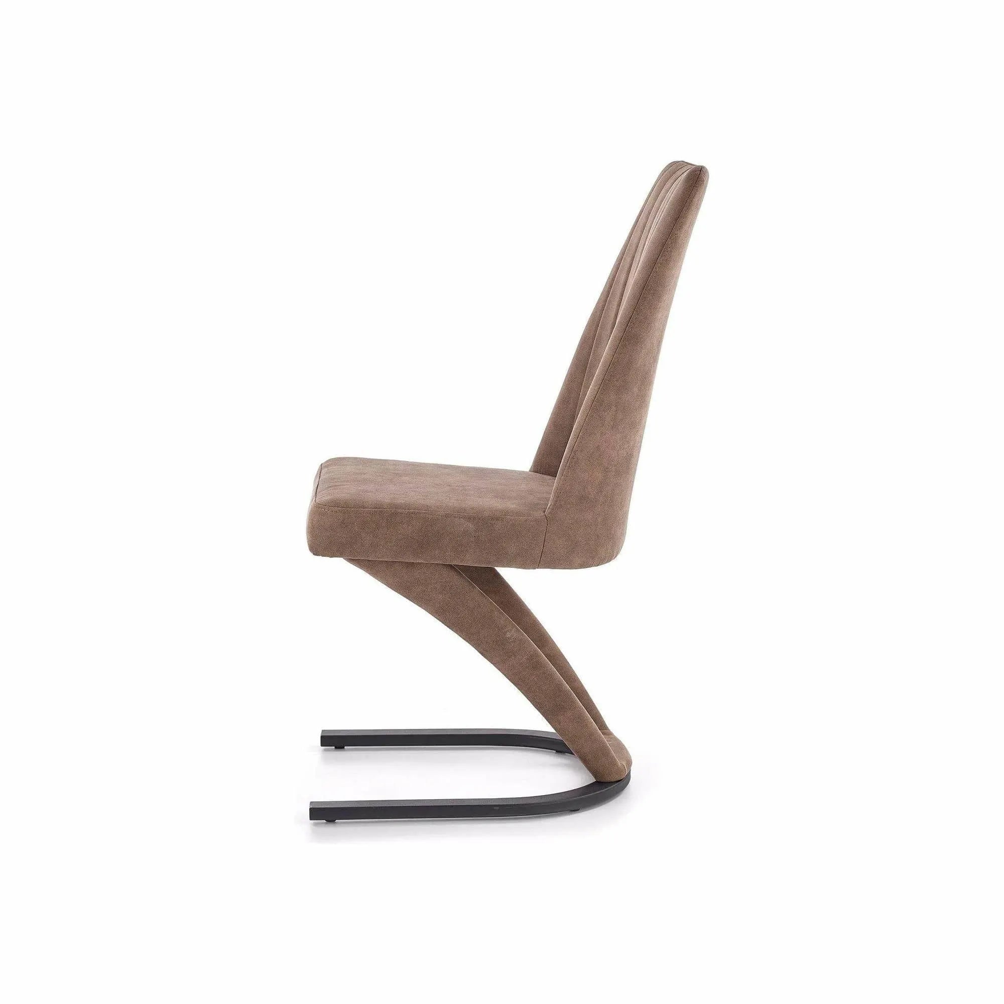 Scaun tapitat K338, maro/negru, piele ecologica/metal, 46X61X98 CM