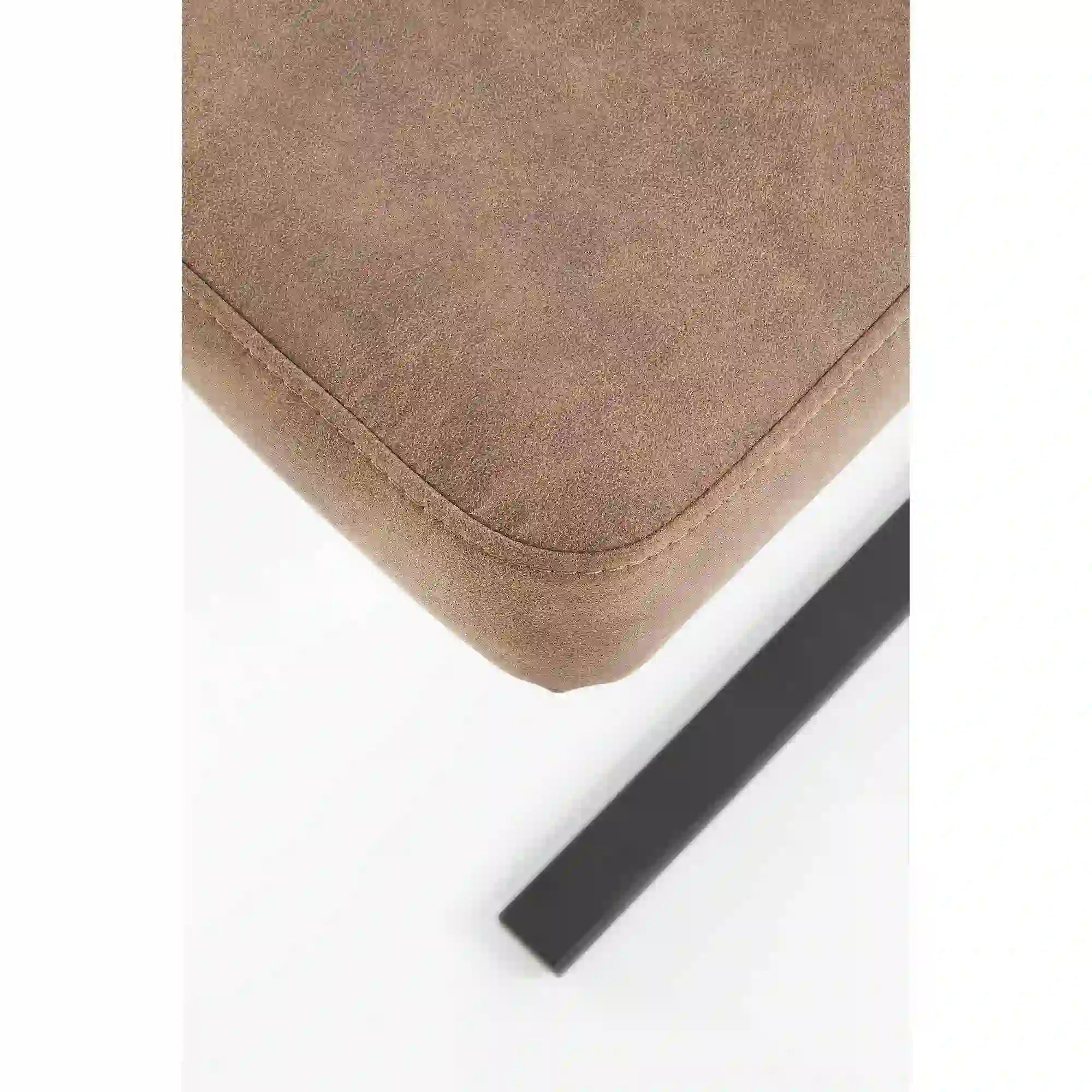 Scaun tapitat K338, maro/negru, piele ecologica/metal, 46X61X98 CM