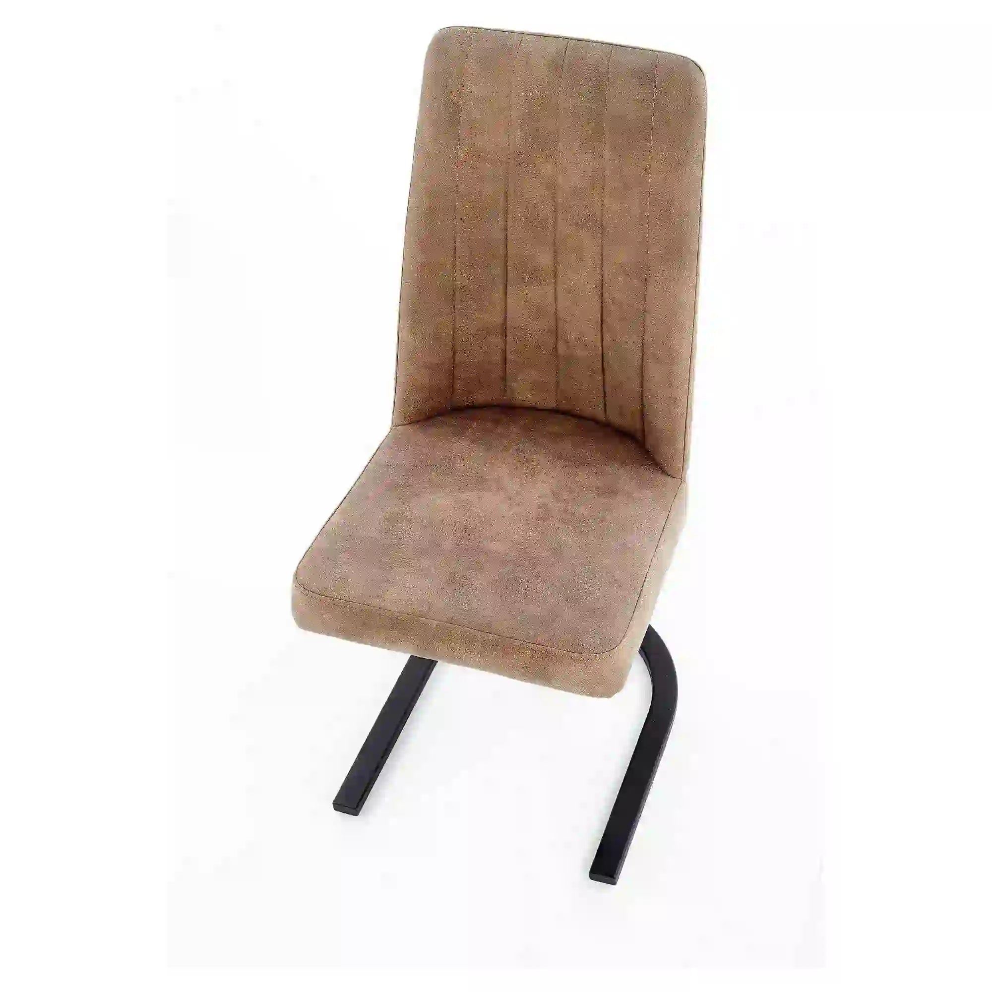 Scaun tapitat K338, maro/negru, piele ecologica/metal, 46X61X98 CM