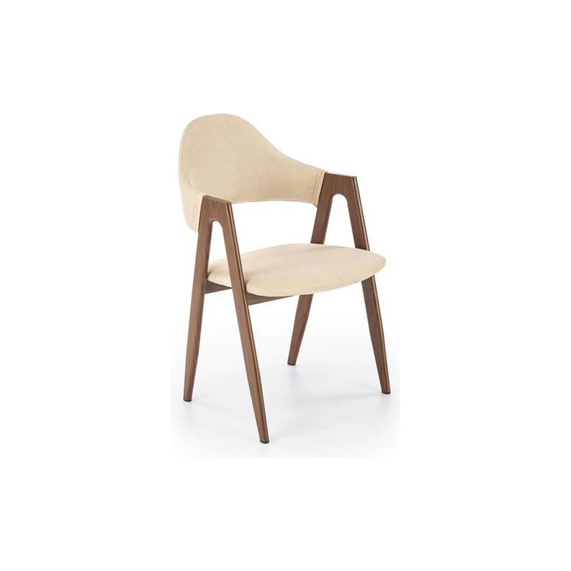 Scaun tapitat K344, bej/nuc, stofa clasica/metal, 51x57x82 cm