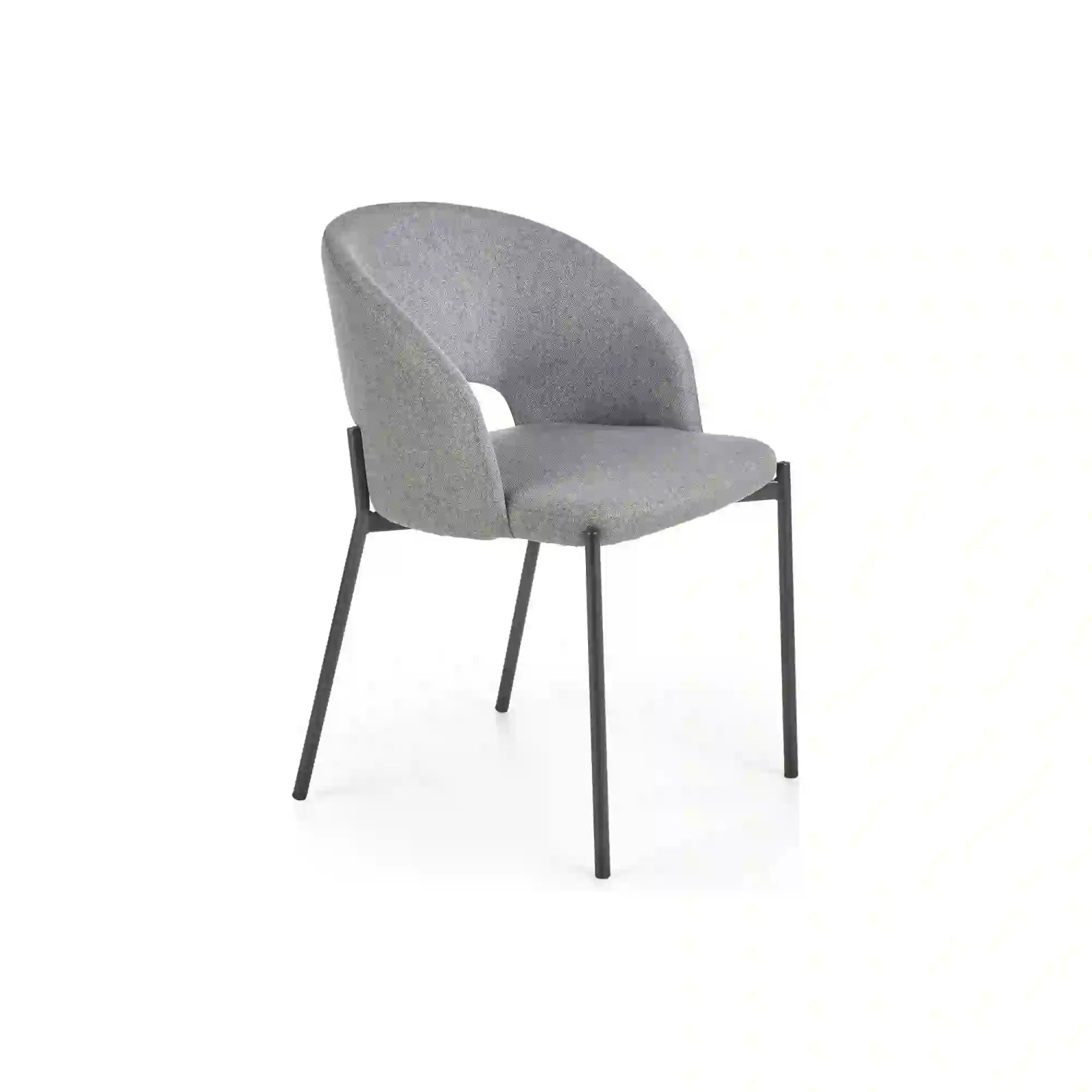 Scaun tapitat K373, gri/negru, stofa clasica/metal, 51x57x77 cm