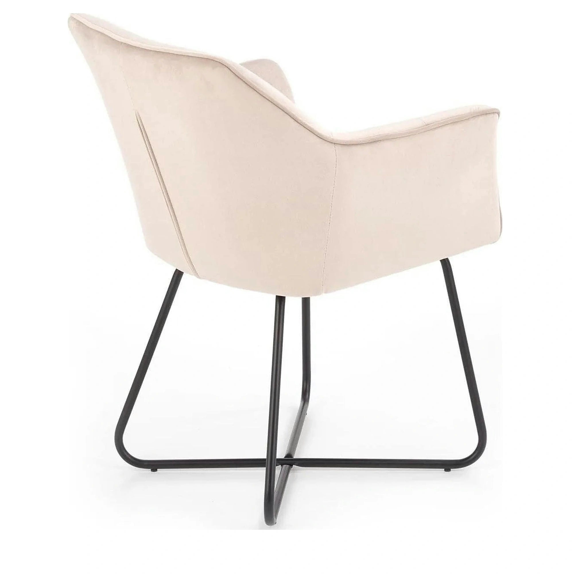 Scaun tapitat K377, bej/negru, stofa catifelata/metal, 60x62x81 cm