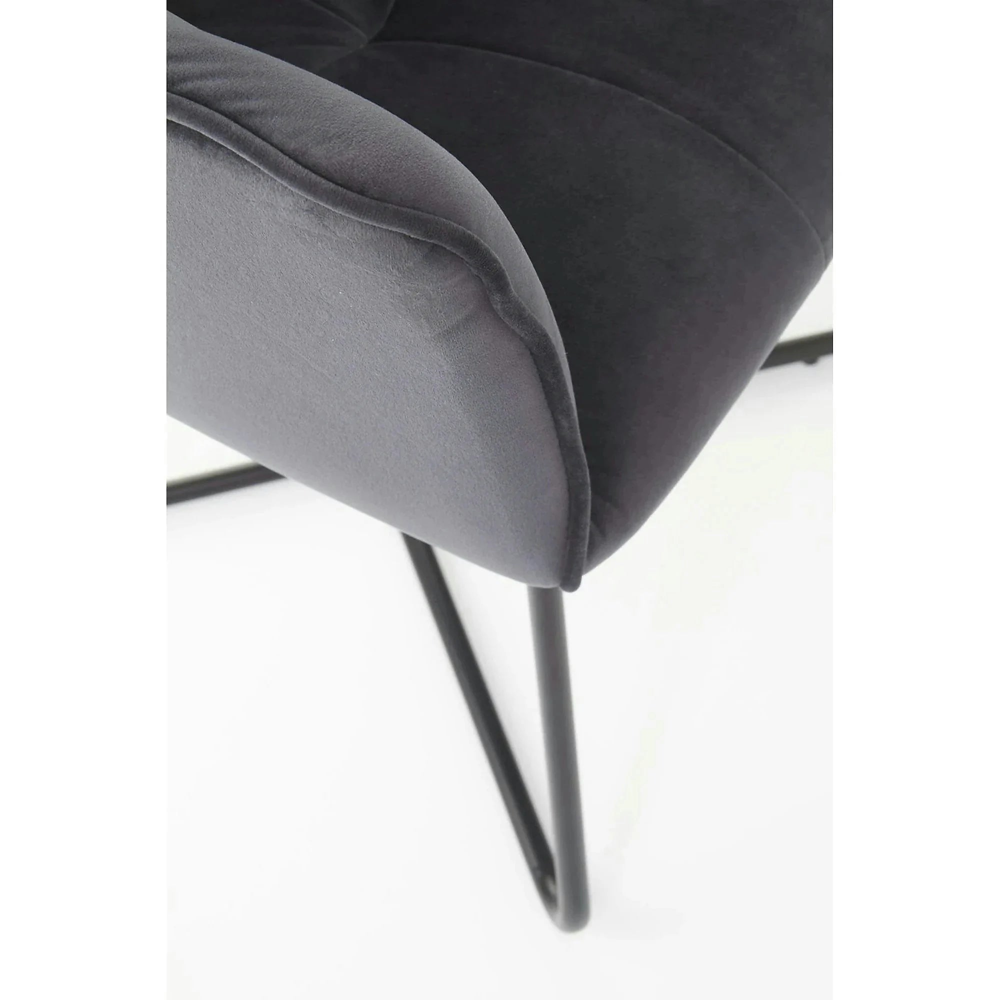 Scaun tapitat K377, gri inchis/negru, stofa catifelata/metal, 60x62x81 cm