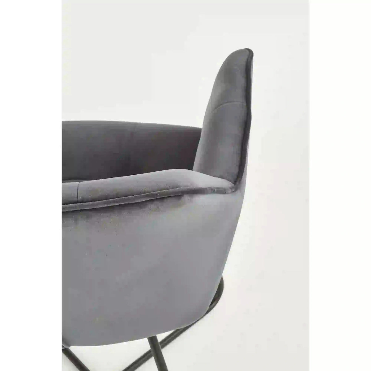 Scaun tapitat K377, gri inchis/negru, stofa catifelata/metal, 60x62x81 cm