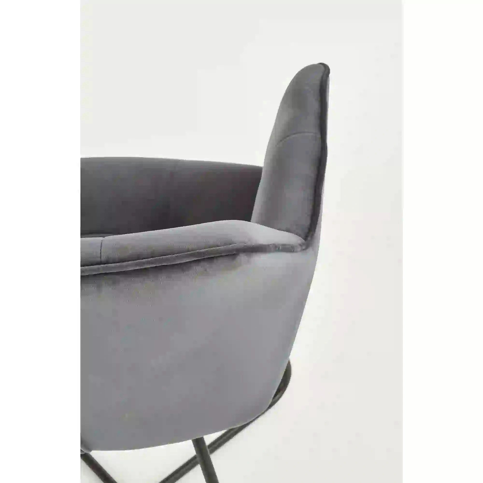 Scaun tapitat K377, gri inchis/negru, stofa catifelata/metal, 60x62x81 cm
