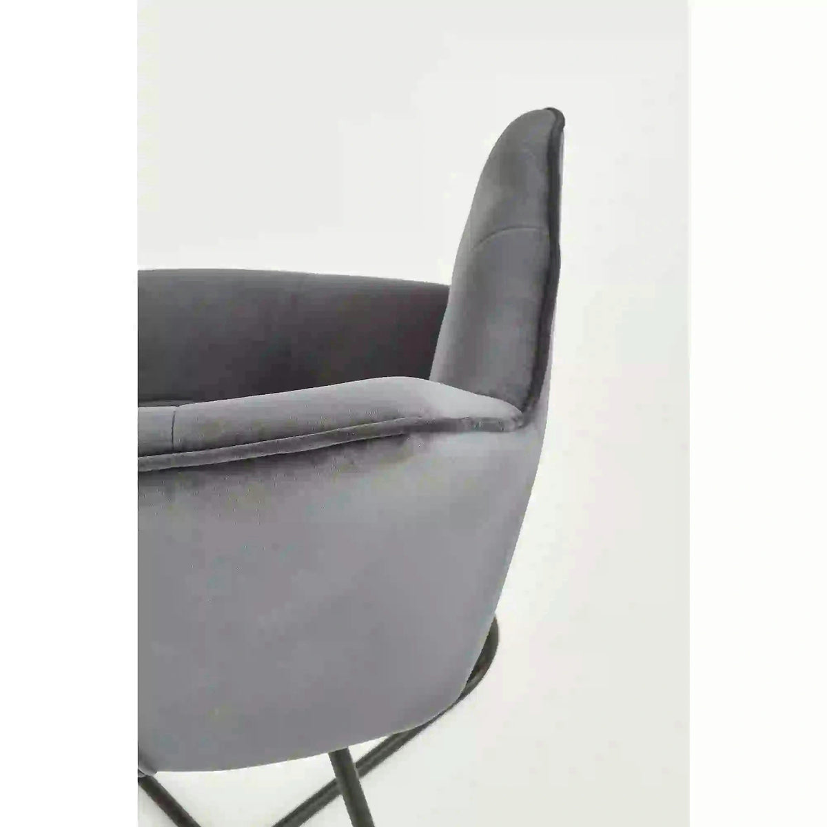Scaun tapitat K377, gri inchis/negru, stofa catifelata/metal, 60x62x81 cm