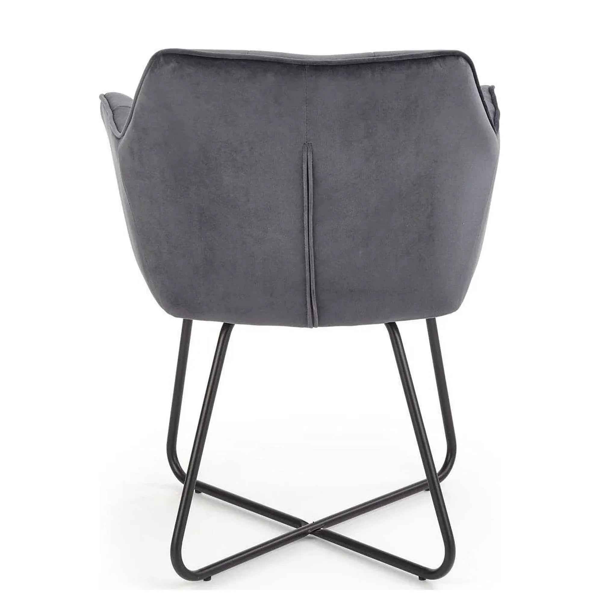 Scaun tapitat K377, gri inchis/negru, stofa catifelata/metal, 60x62x81 cm