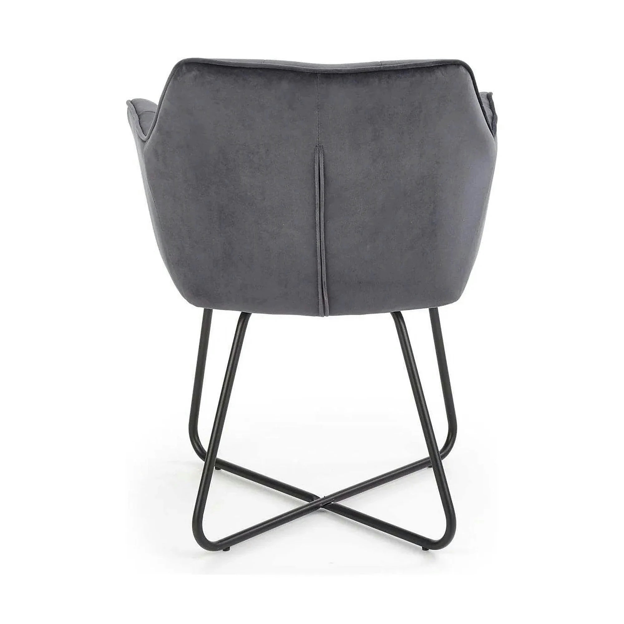 Scaun tapitat K377, gri inchis/negru, stofa catifelata/metal, 60x62x81 cm