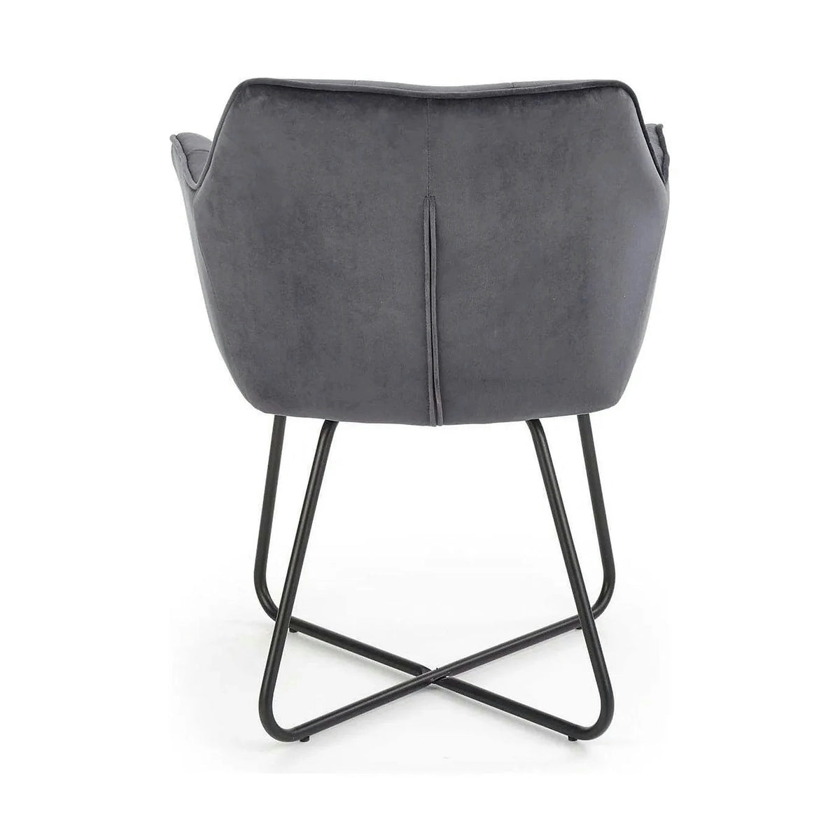 Scaun tapitat K377, gri inchis/negru, stofa catifelata/metal, 60x62x81 cm