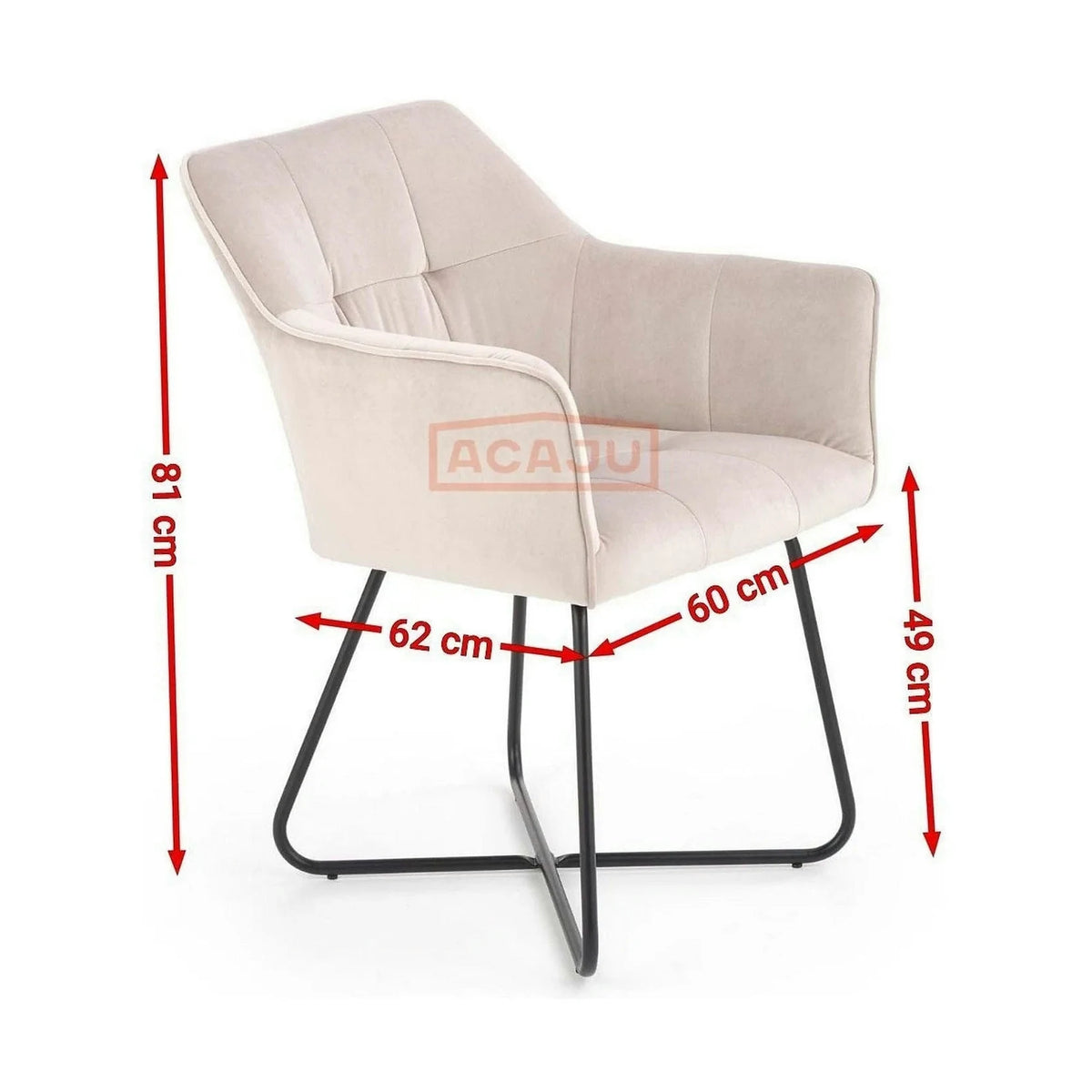 Scaun tapitat K377, verde inchis/negru, stofa catifelata/metal, 60x62x81 cm
