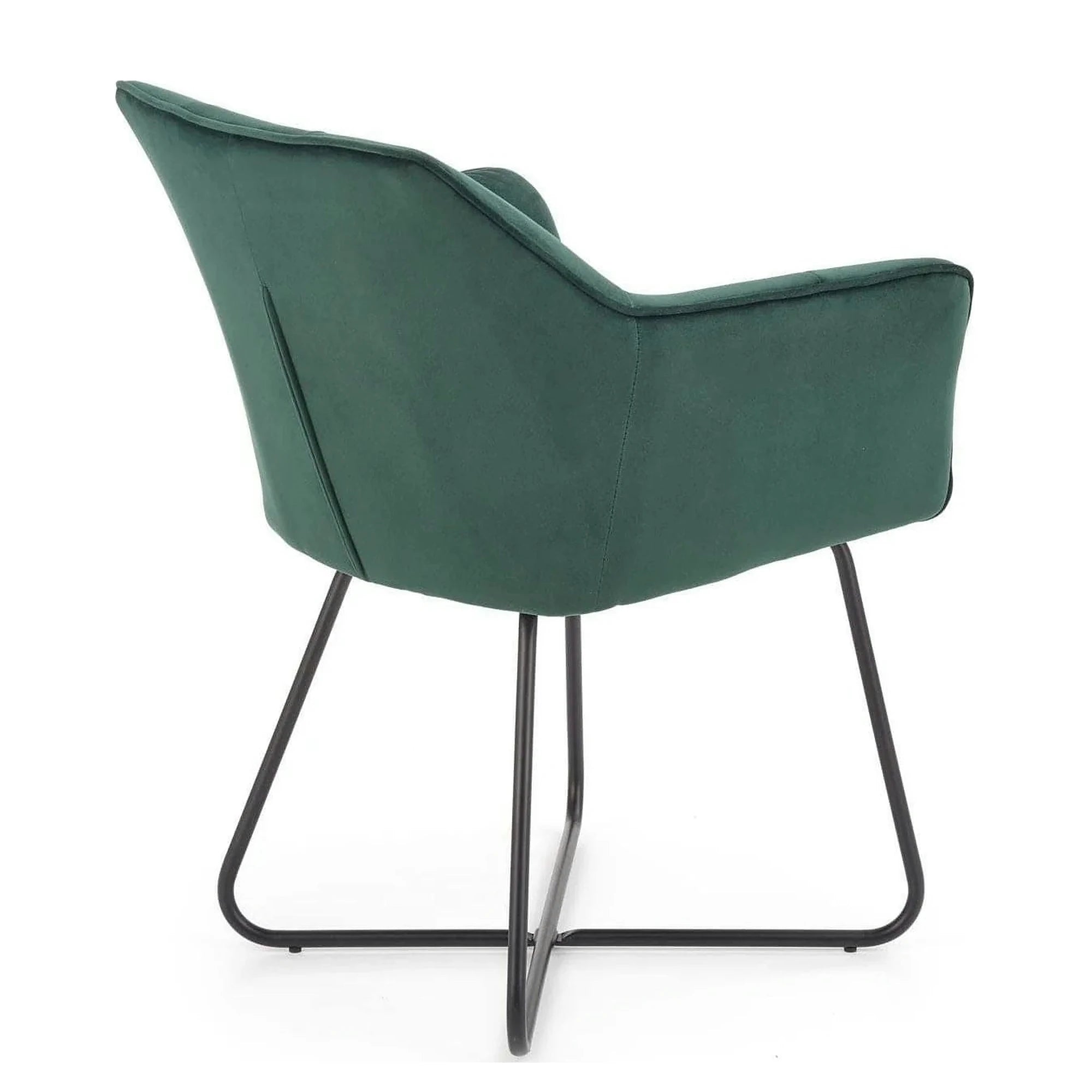 Scaun tapitat K377, verde inchis/negru, stofa catifelata/metal, 60x62x81 cm