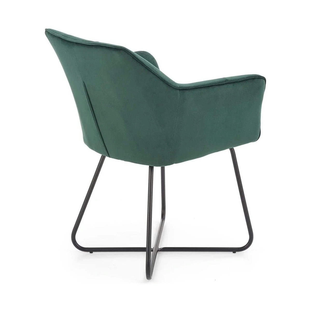 Scaun tapitat K377, verde inchis/negru, stofa catifelata/metal, 60x62x81 cm